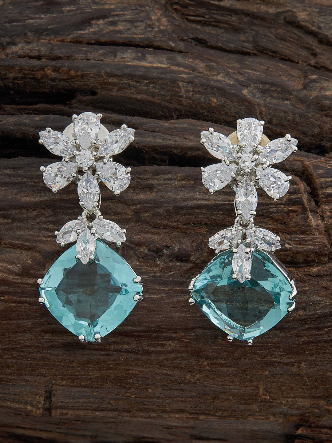 

Kushal's Fashion Jewellery Rhodium Plated Drop Earrings, Silver