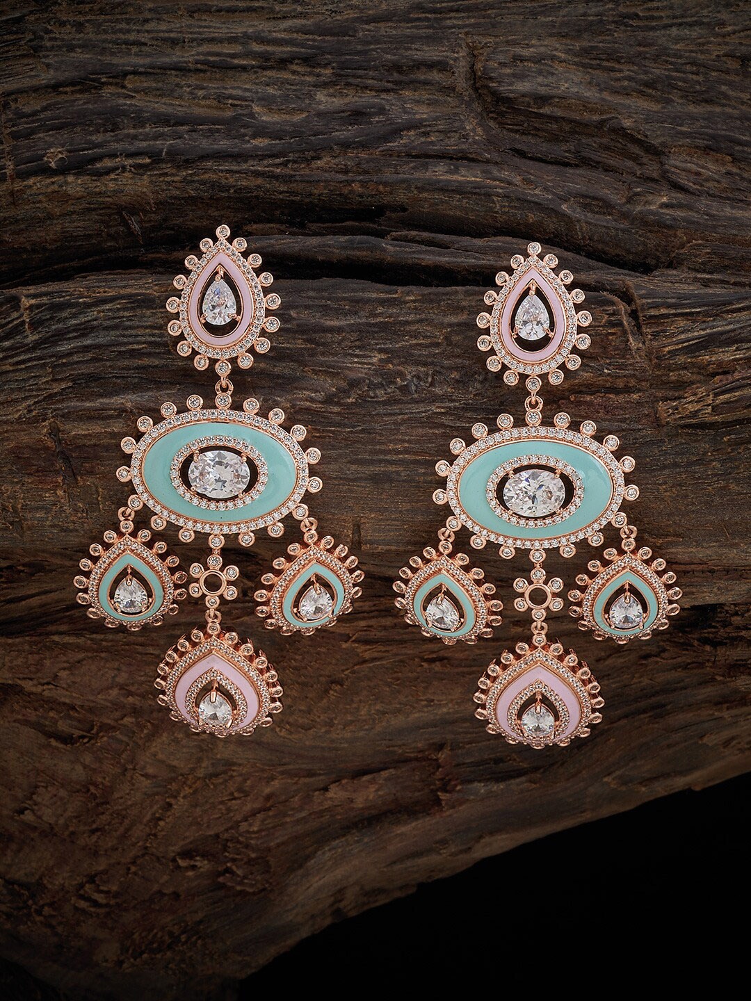 

Kushal's Fashion Jewellery Rose Gold-Plated Contemporary Drop Earrings, White