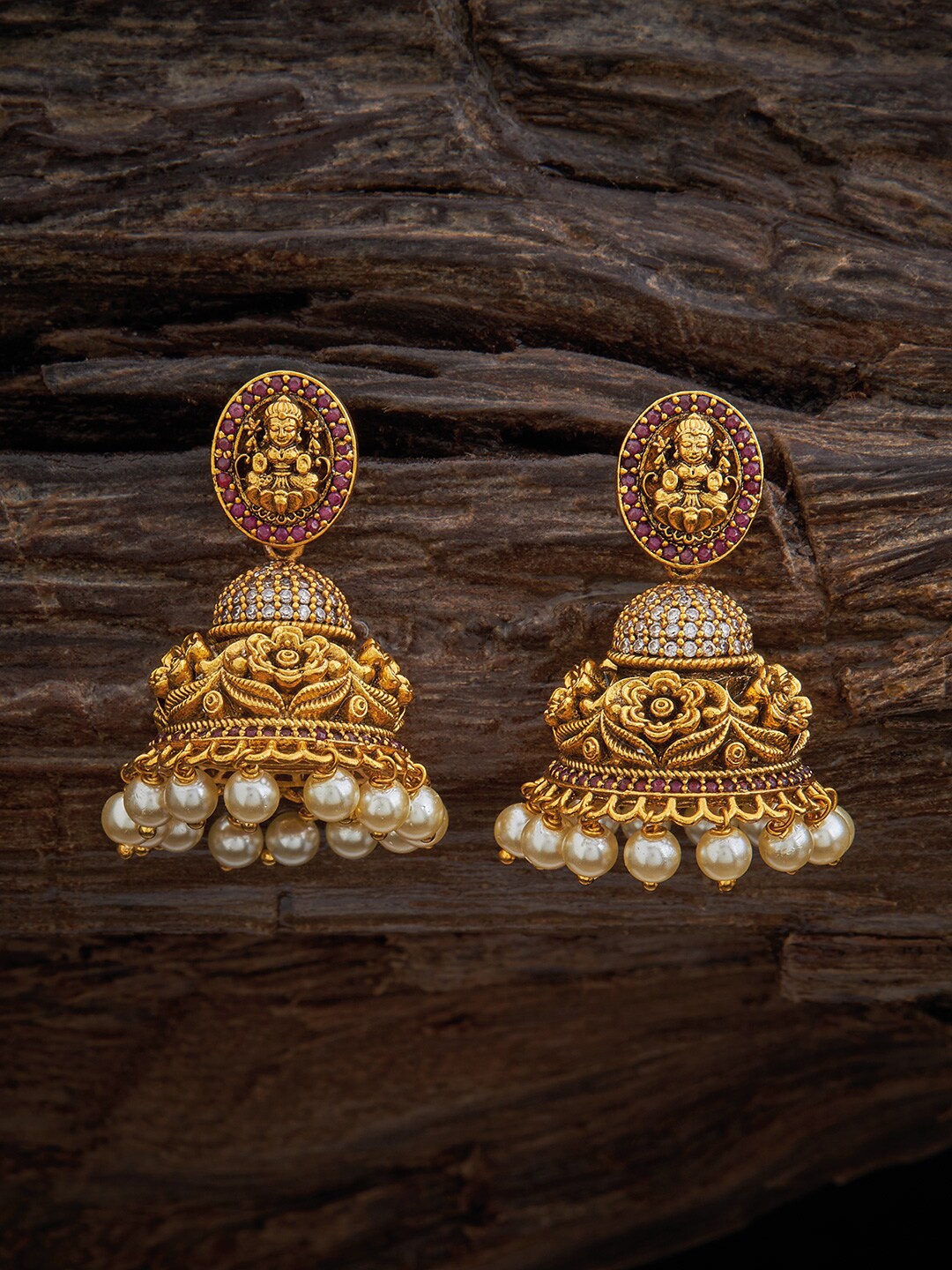 

Kushal's Fashion Jewellery Gold Plated Artificial Beads Jhumkas