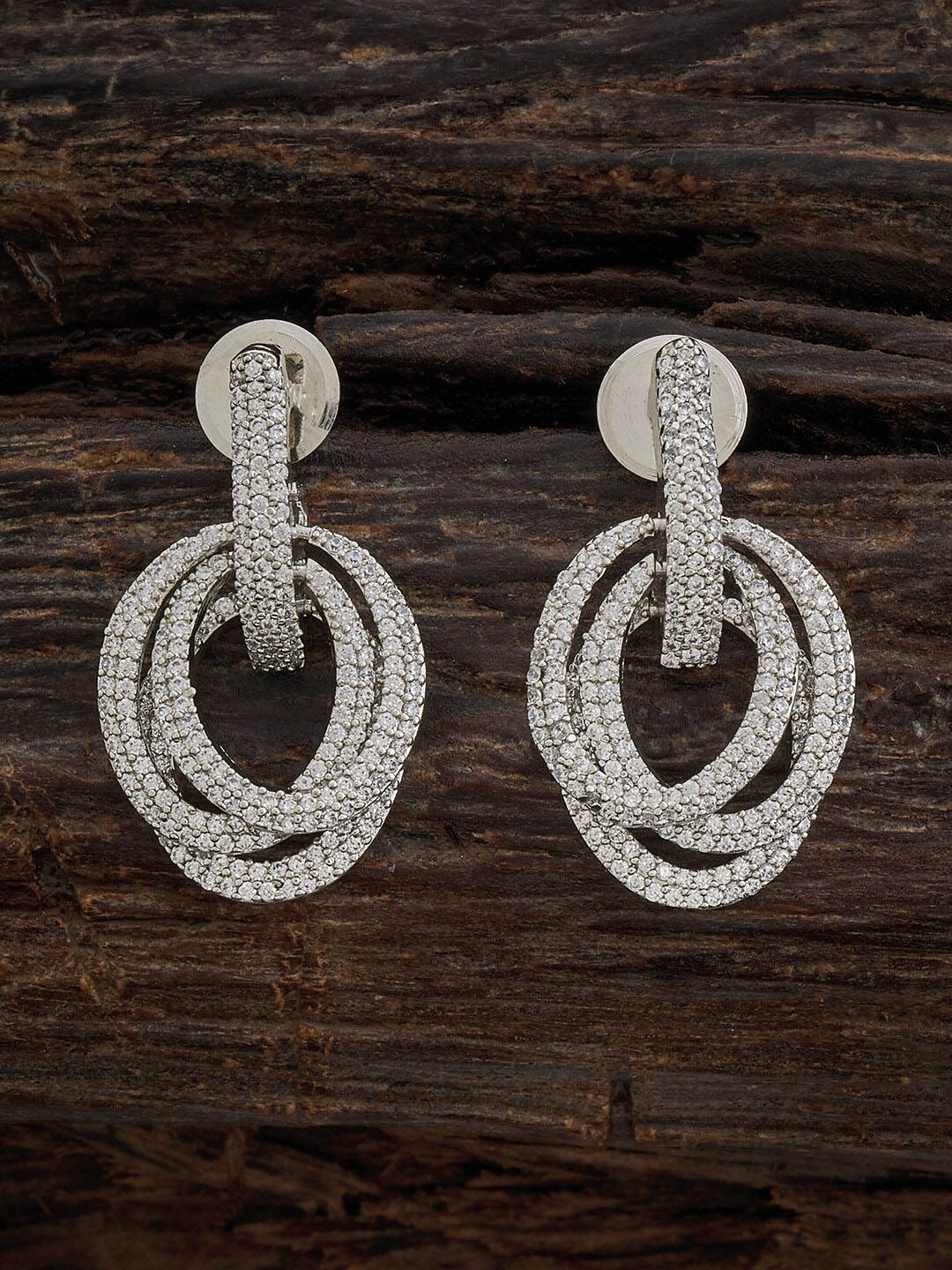 

Kushal's Fashion Jewellery Rhodium-Plated Studs Earrings, White
