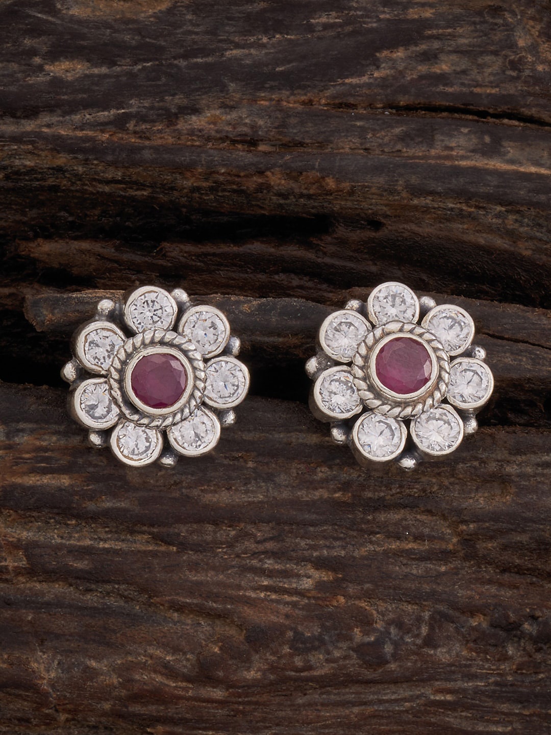 

Kushal's Fashion Jewellery Rhodium-Plated Classic Silver Stud Earrings
