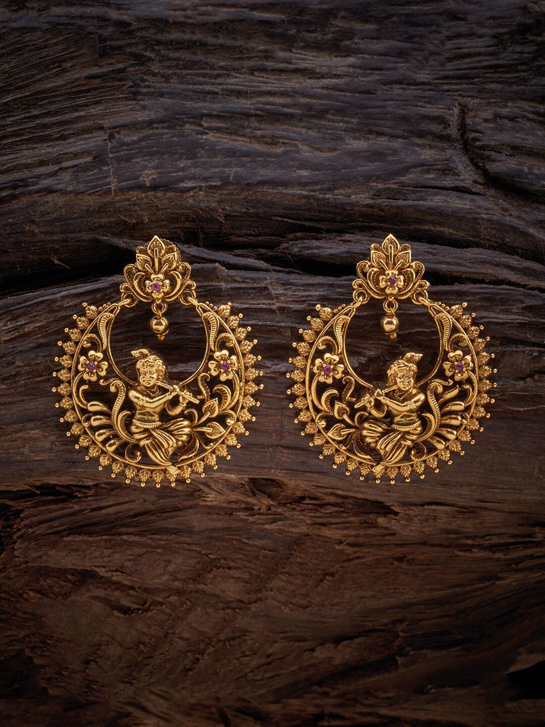 

Kushal's Fashion Jewellery Gold-Plated Drop Earrings
