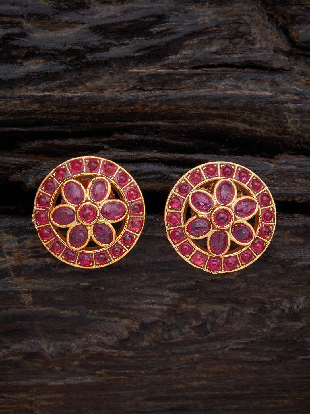 

Kushal's Fashion Jewellery Gold-Plated Classic Stud Earrings, Red