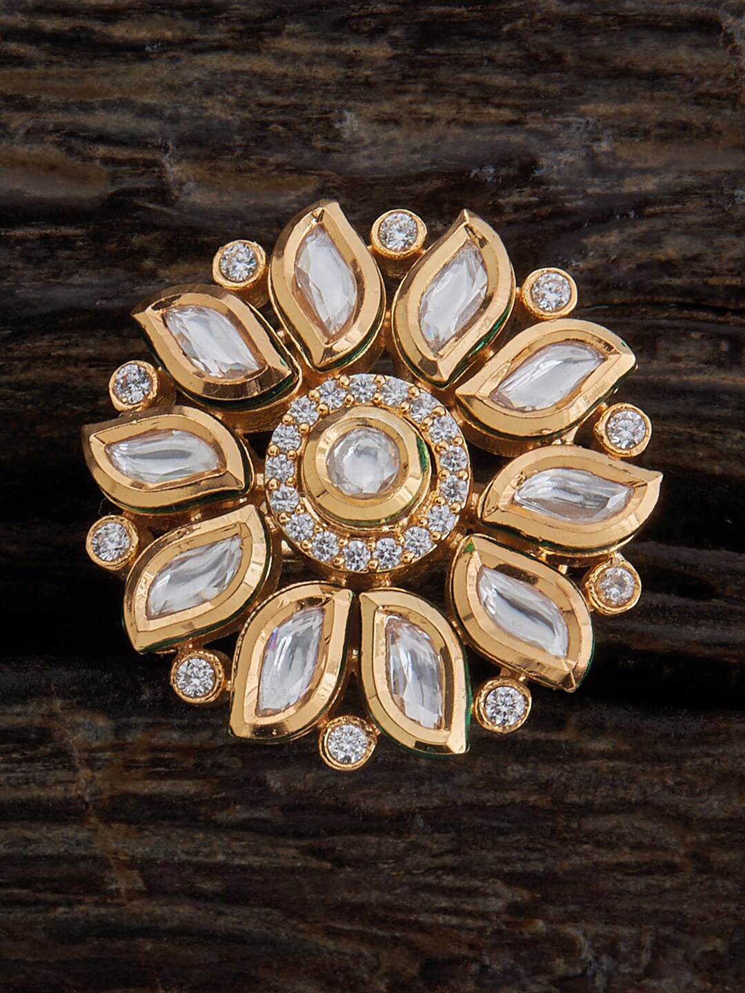 

Kushal's Fashion Jewellery Kundan Finger Ring, Gold