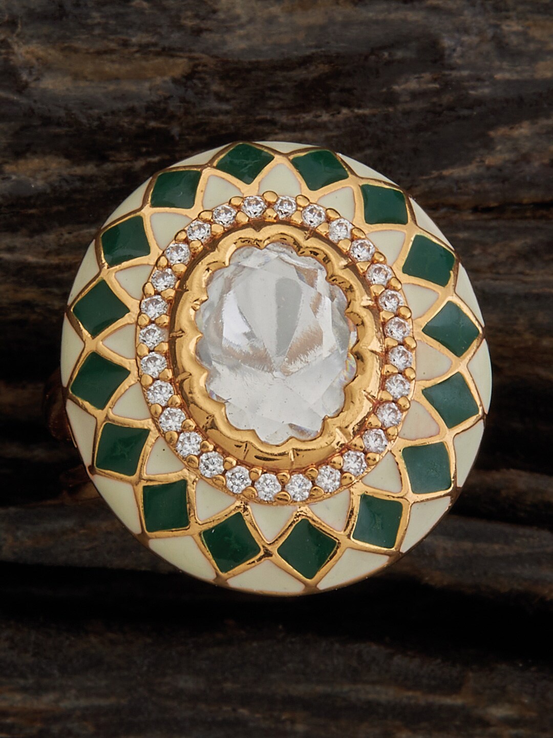 

Kushal's Fashion Jewellery Kundan Studded Adjustable Ring, White