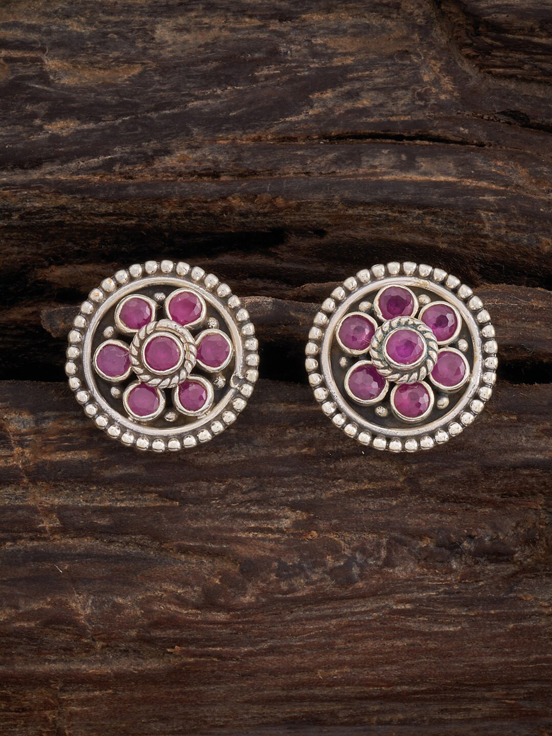 

Kushal's Fashion Jewellery 92.5 Pure Silver Circular Studs Earrings