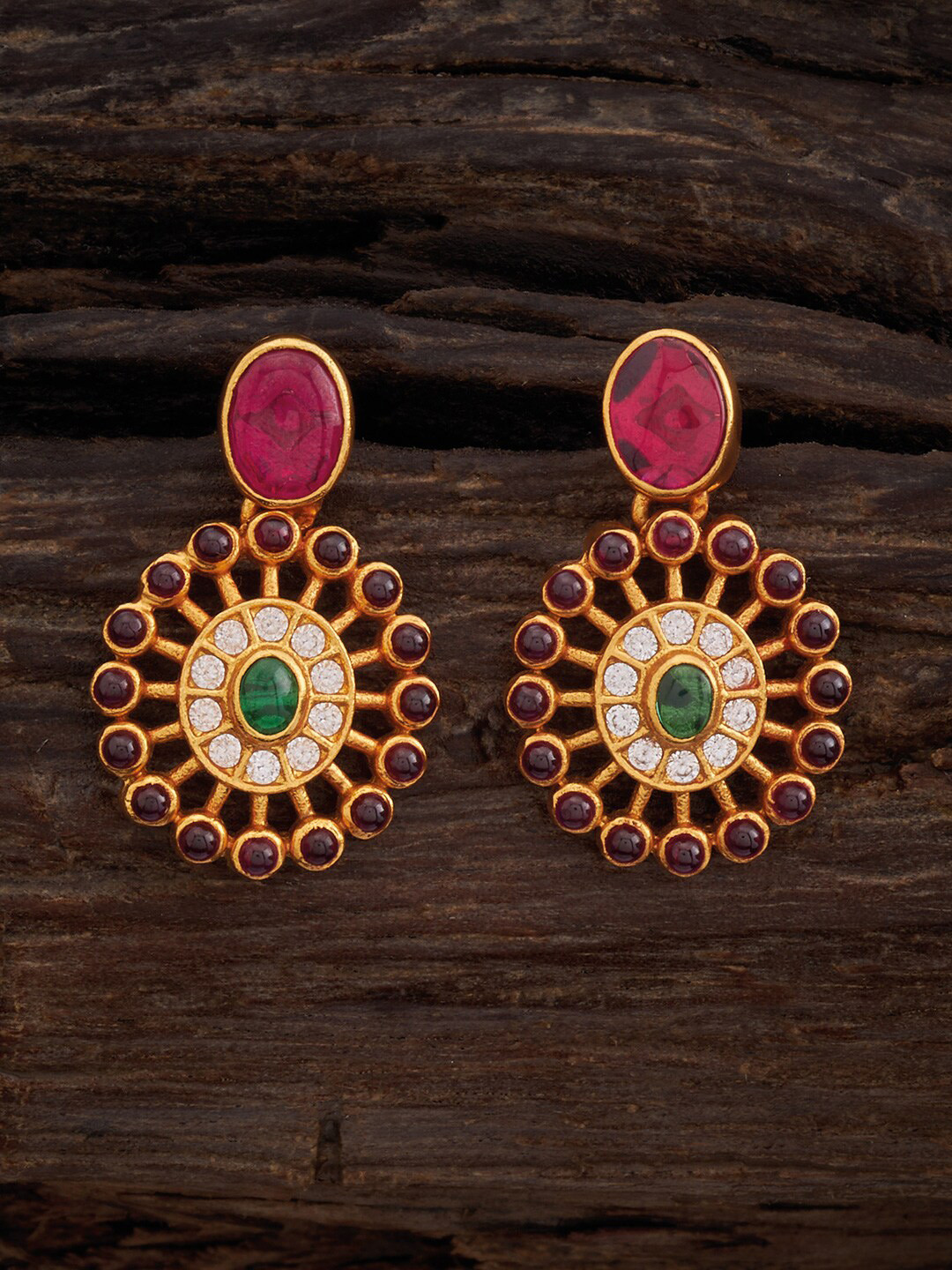 

Kushal's Fashion Jewellery Gold-Plated 92.5 Pure Silver Classic Temple Drop Earrings