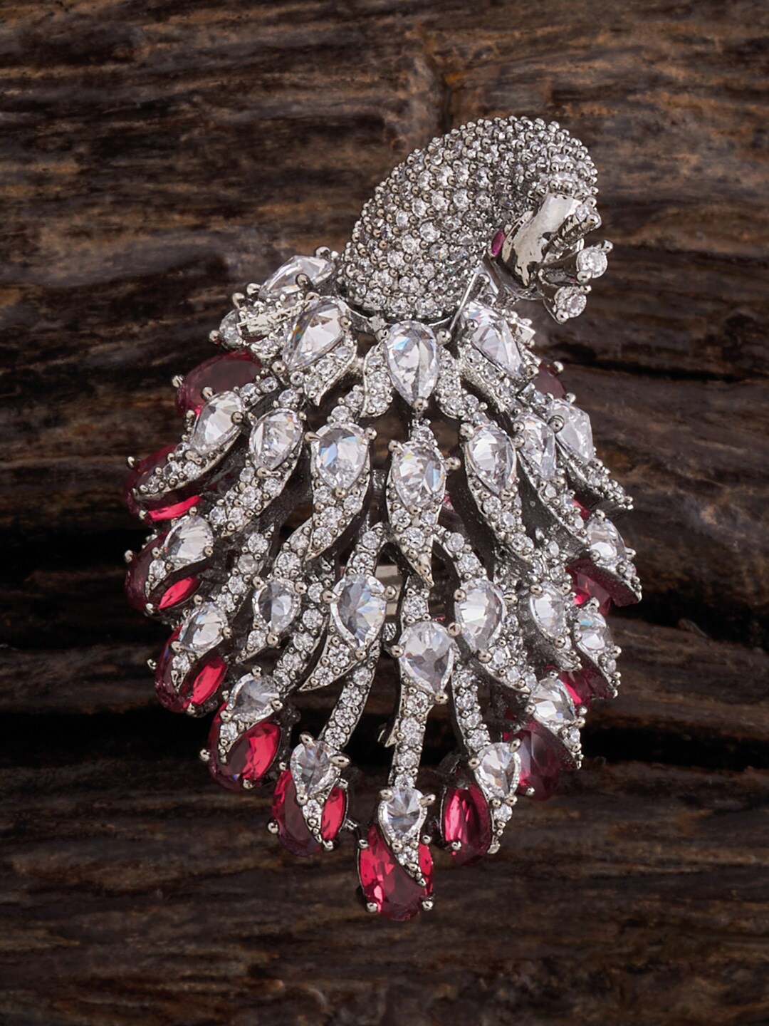

Kushal's Fashion Jewellery Rhodium Plated CZ Studded Adjustable Ring, Silver