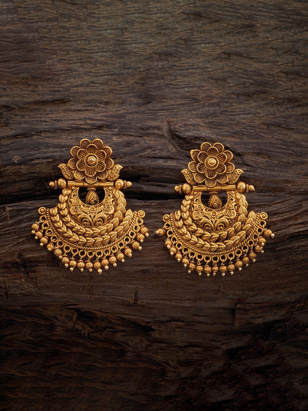 

Kushal's Fashion Jewellery Gold-Plated Antique Drop Earrings