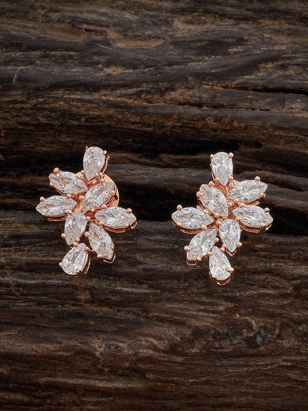 

Kushal's Fashion Jewellery Rose Gold-Plated Floral Studs Earrings