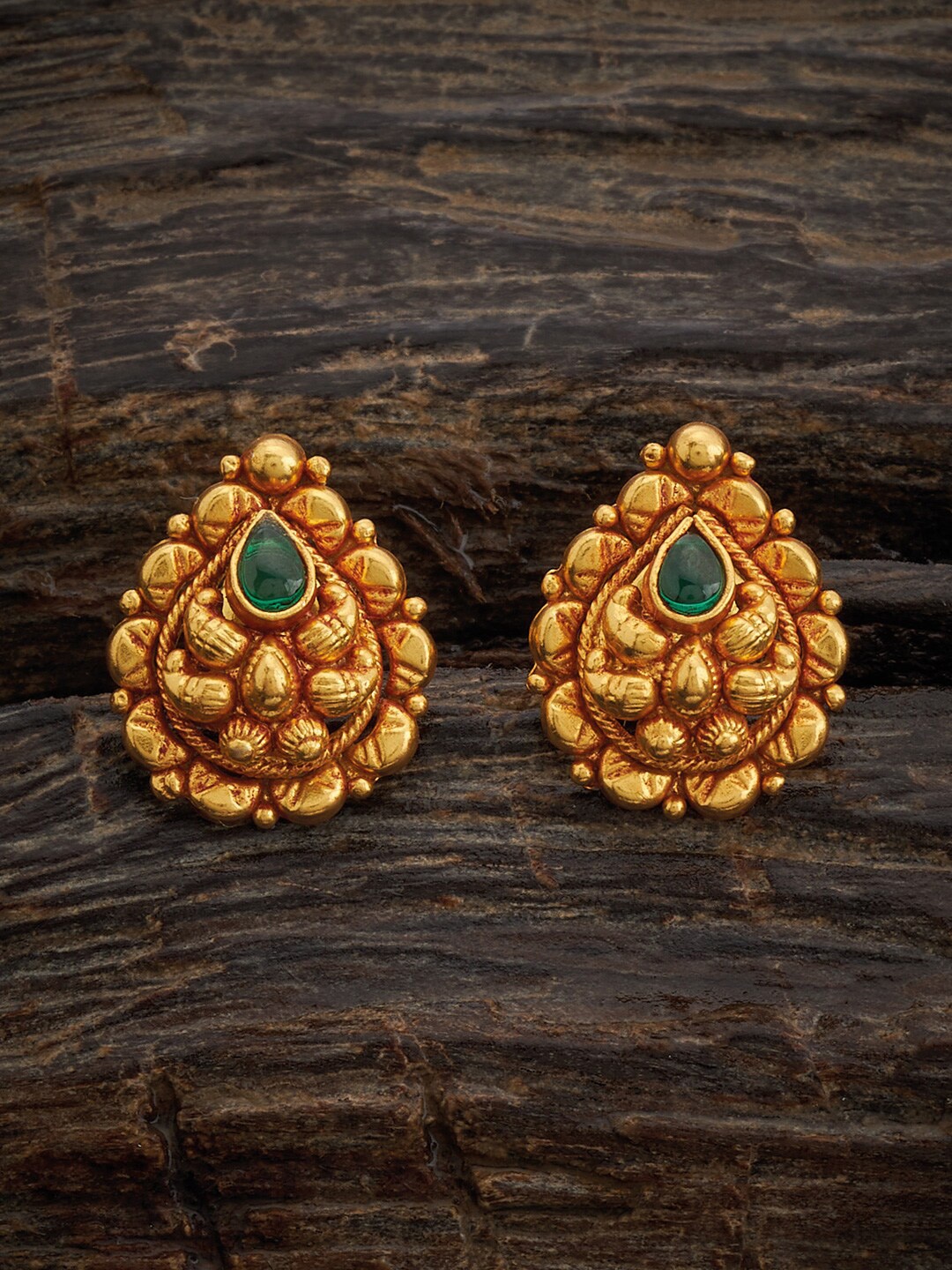 

Kushal's Fashion Jewellery Gold-Plated 92.5 Pure Silver Teardrop Shaped Studs Earrings