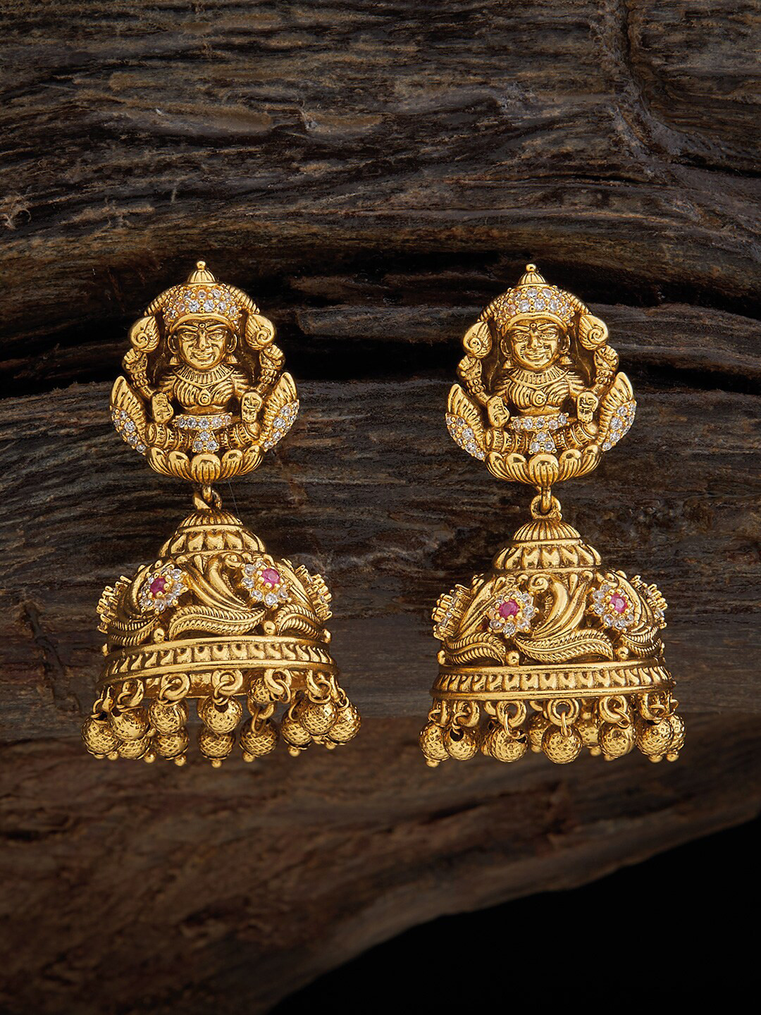 

Kushal's Fashion Jewellery Gold-Plated Dome Shaped Jhumkas