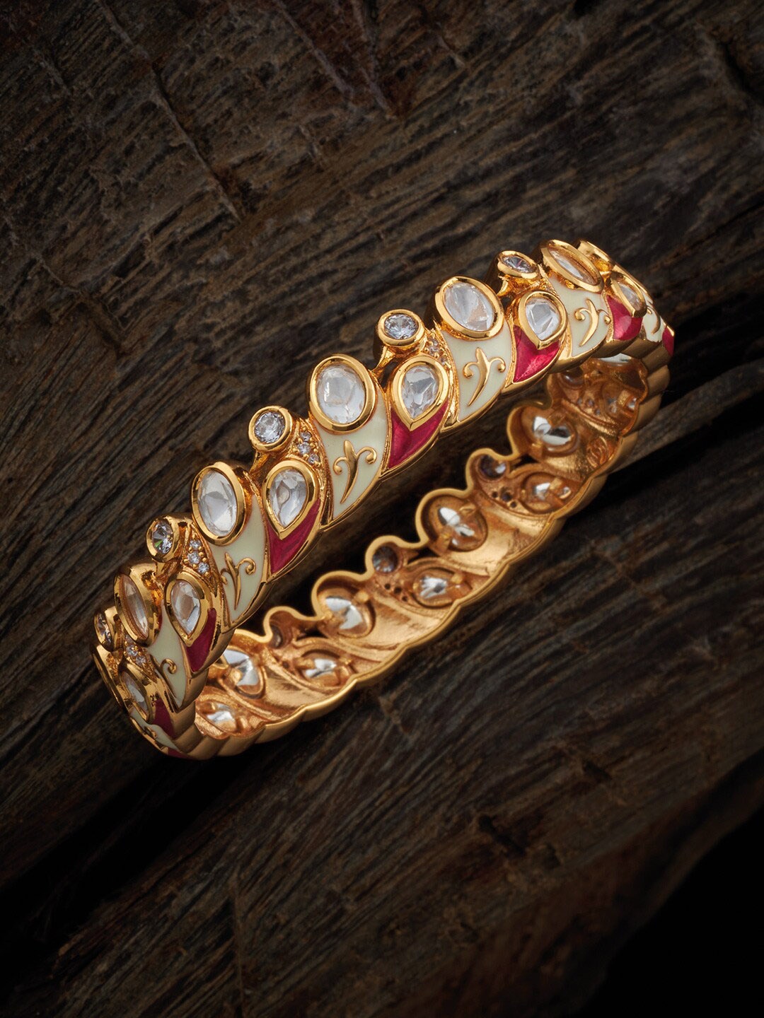 

Kushal's Fashion Jewellery Gold-Toned Kundan-Studded Bangle, White