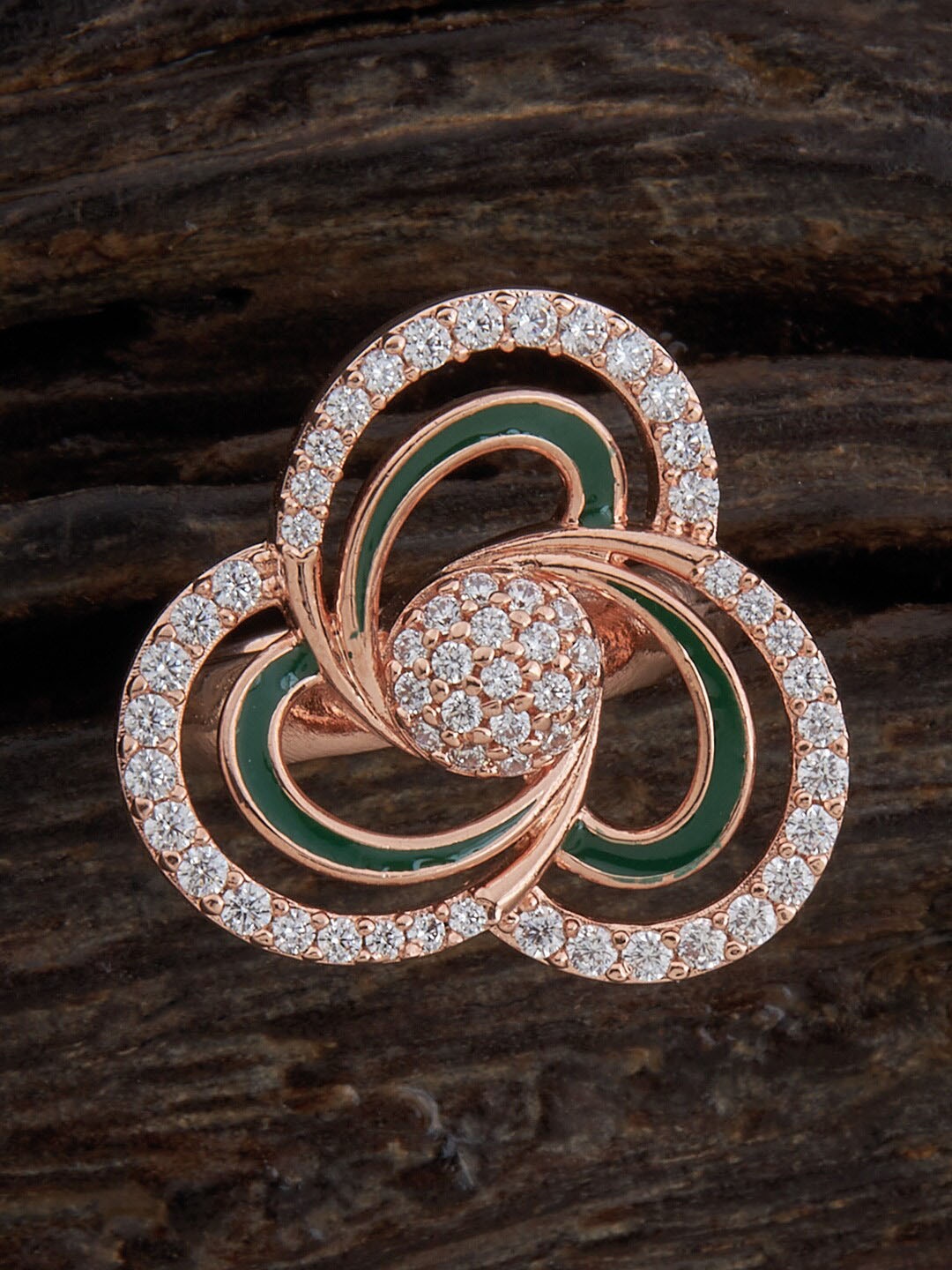 

Kushal's Fashion Jewellery Rose Gold Plated Cubic Zirconia Adjustable Ring, White