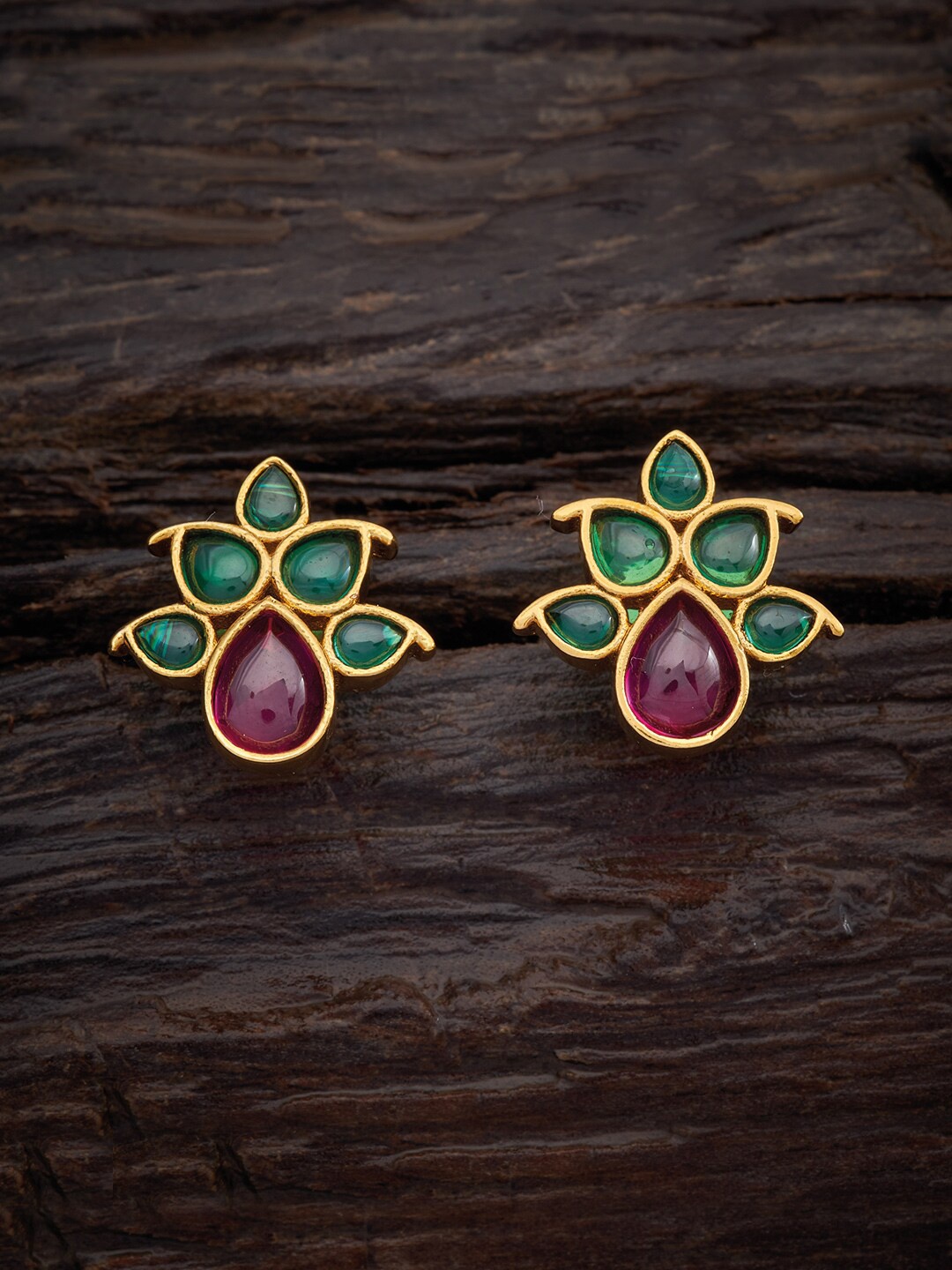 

Kushal's Fashion Jewellery Gold-Plated Floral Studs Earrings