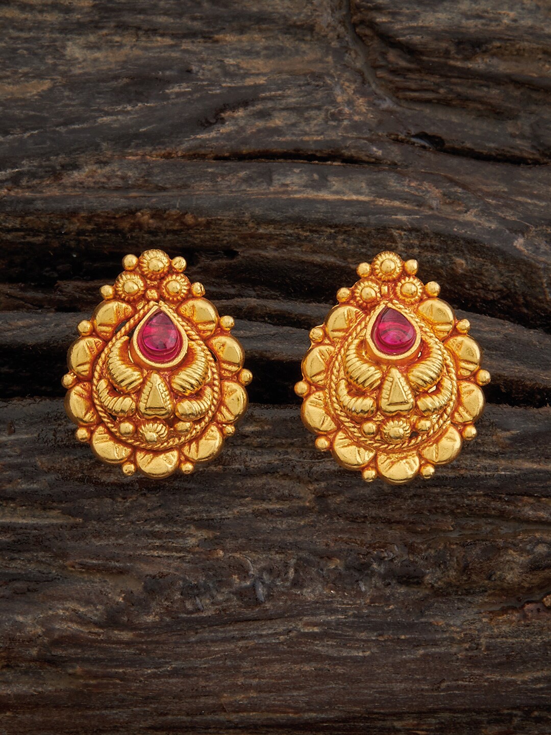 

Kushal's Fashion Jewellery 92.5 Pure Silver Gold Plated Stud Earrings