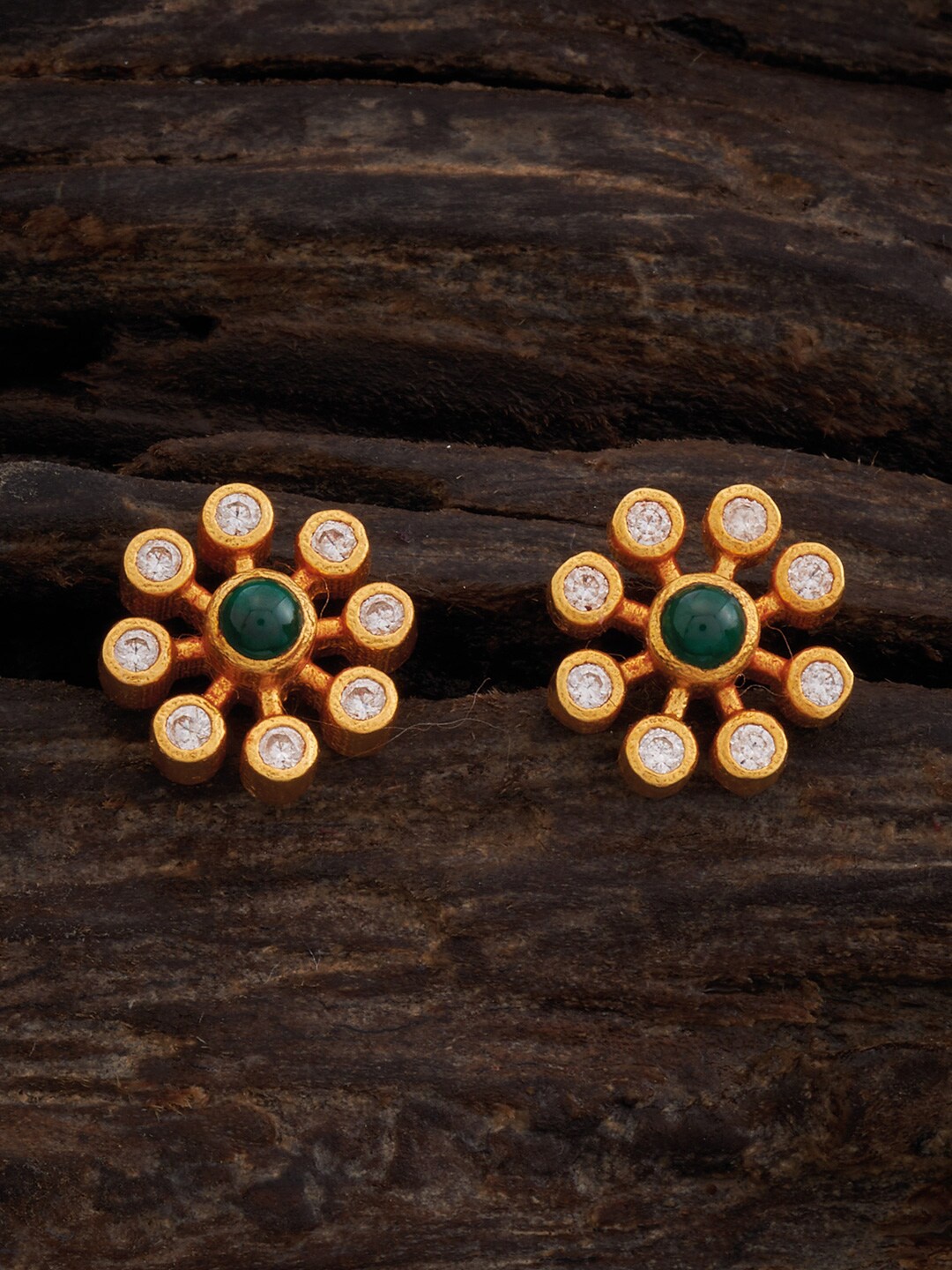 

Kushal's Fashion Jewellery 92.5 Pure Silver Gold-Plated Classic Studs Earrings