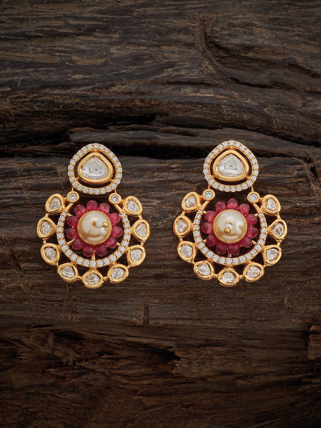 

Kushal's Fashion Jewellery Kundan Classic Drop Earrings, Red