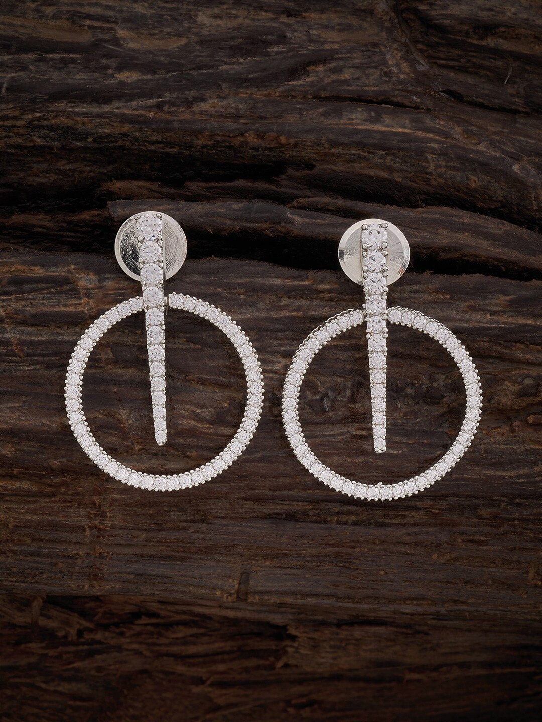 

Kushal's Fashion Jewellery Rhodium-Plated Cubic Zirconia Drop Earrings, Silver