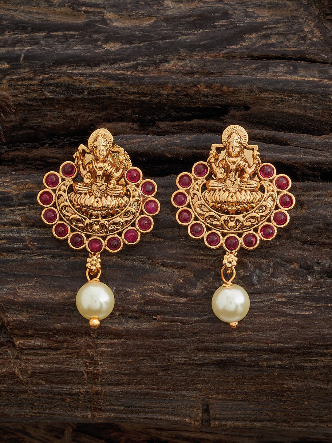 

Kushal's Fashion Jewellery Gold-Plated Classic Studded Drop Earrings