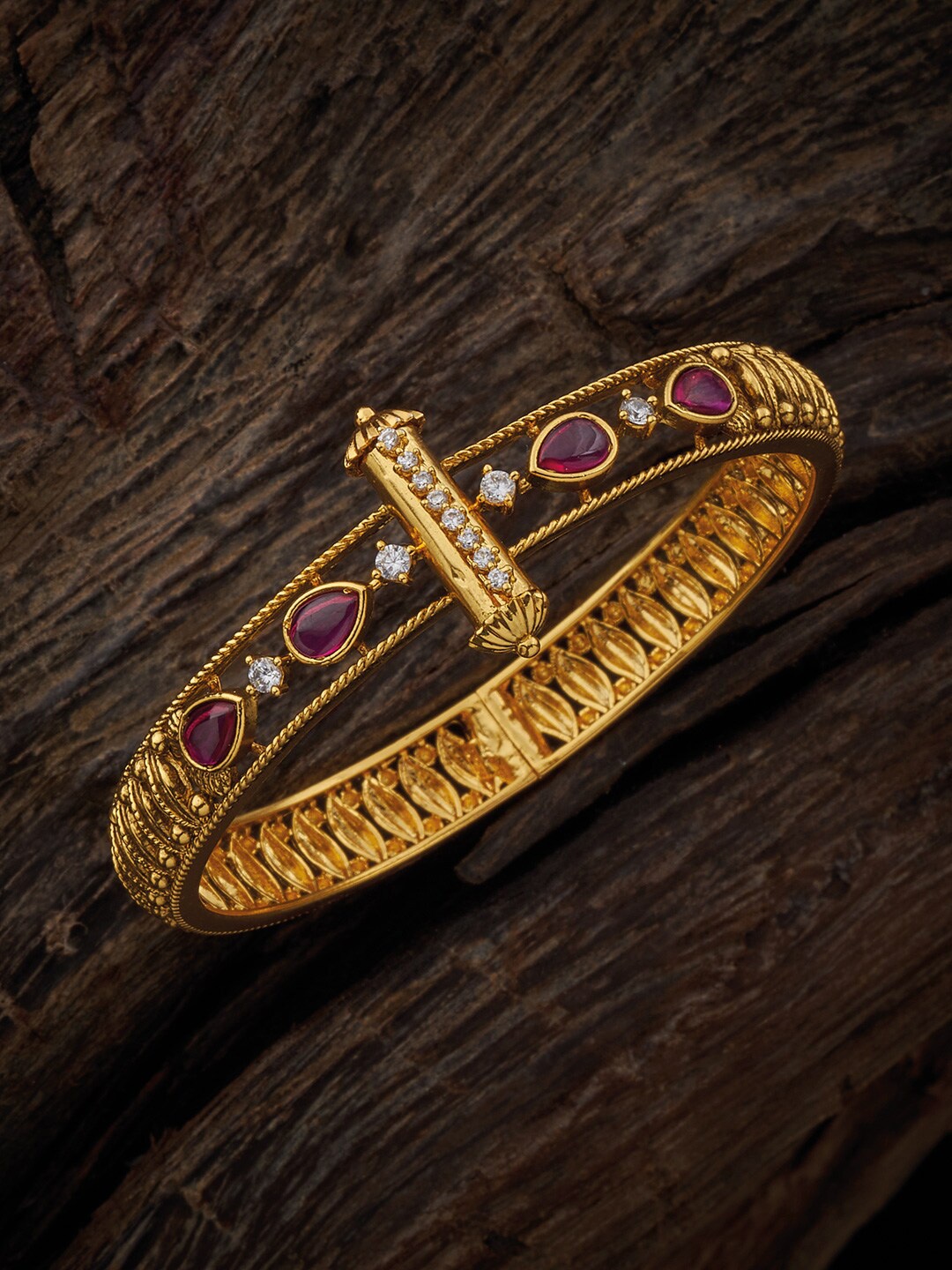 

Kushal's Fashion Jewellery Gold Plated & Stone Studded Bangle, Red