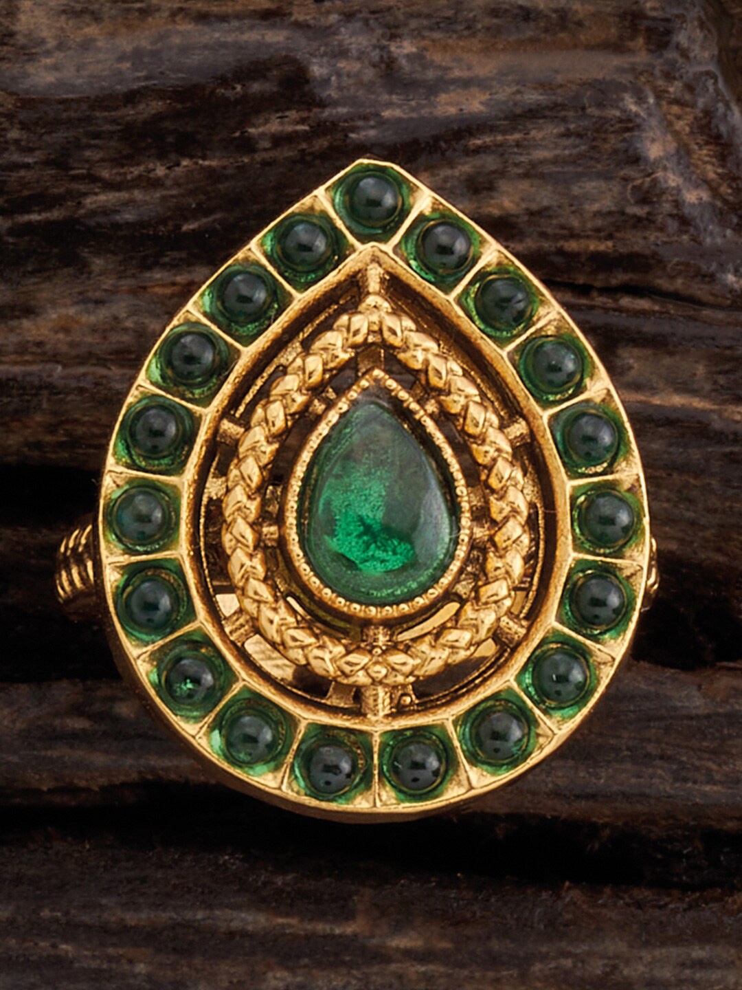 

Kushal's Fashion Jewellery Gold-Plated Stone-Studded Adjustable Finger Ring