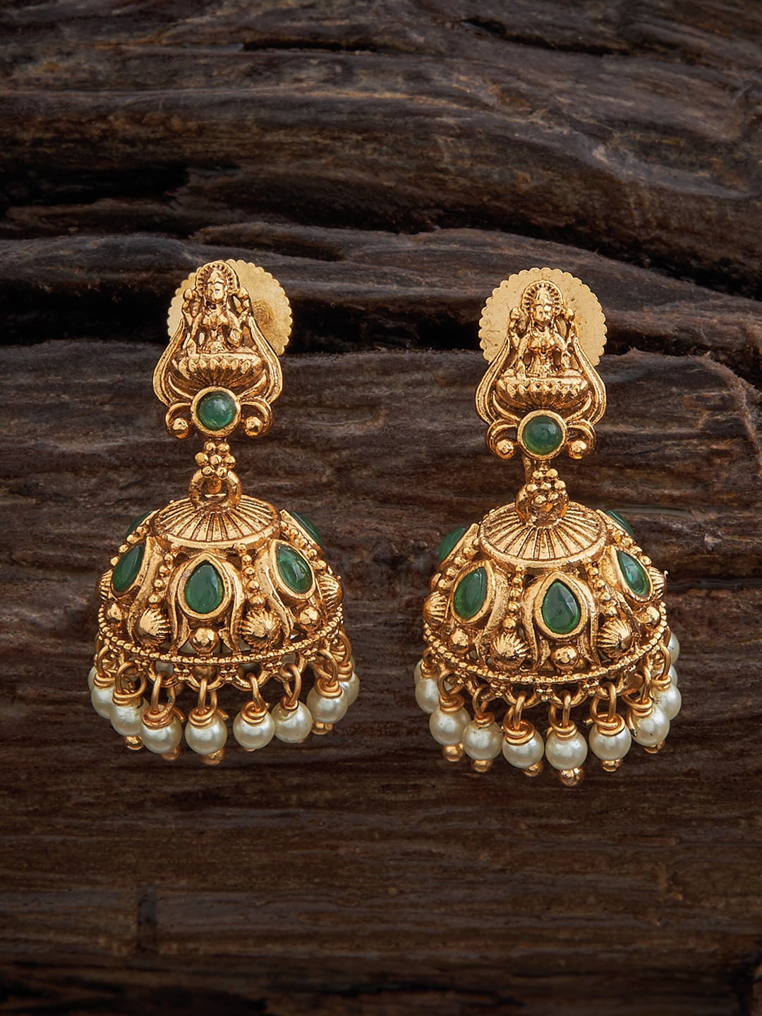 

Kushal's Fashion Jewellery Gold-Plated Dome Shaped Jhumkas
