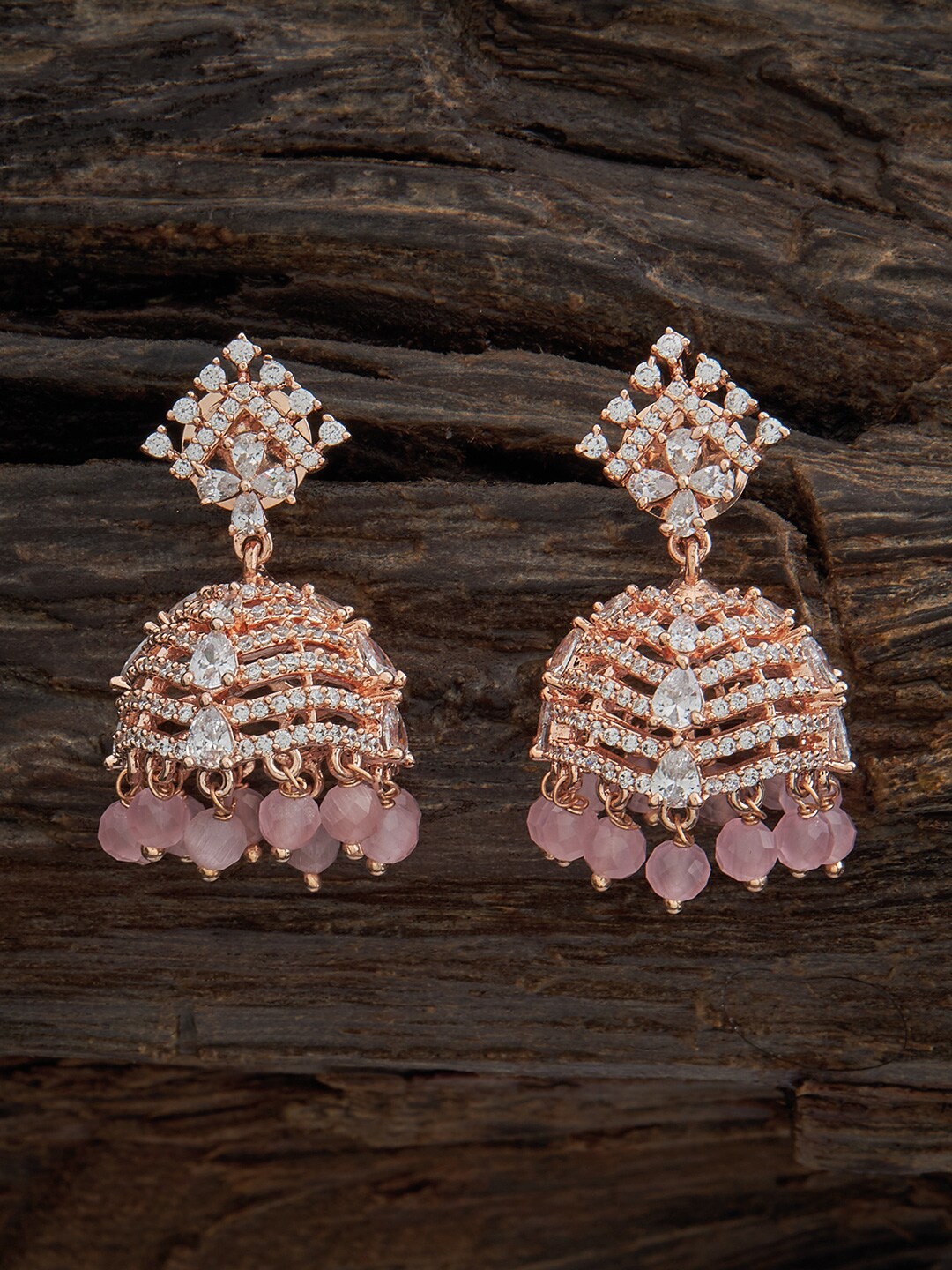 

Kushal's Fashion Jewellery Rose Gold-Plated Dome Shaped Jhumkas