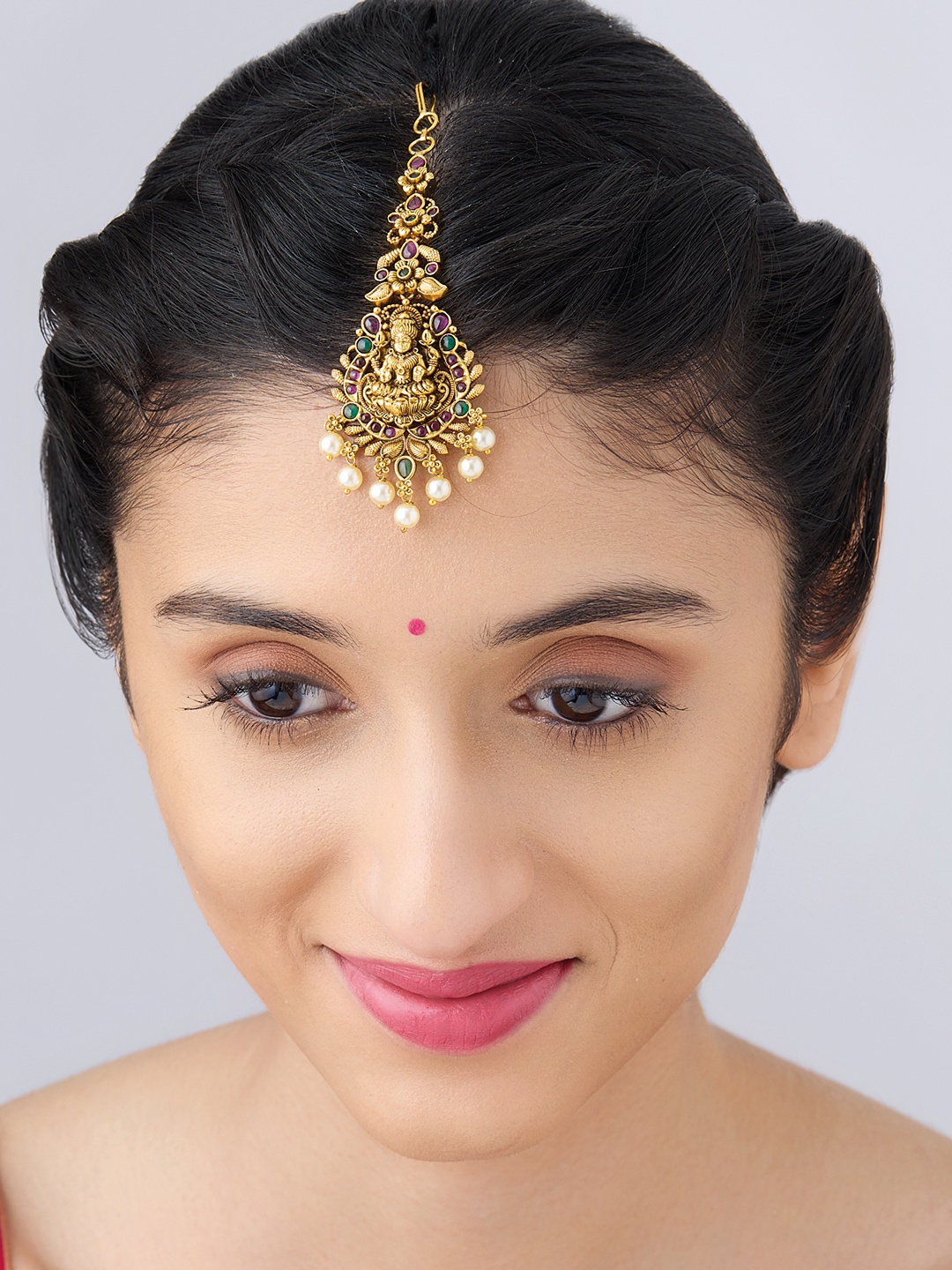 

Kushal's Fashion Jewellery Gold-Plated Antique Maang Tikka