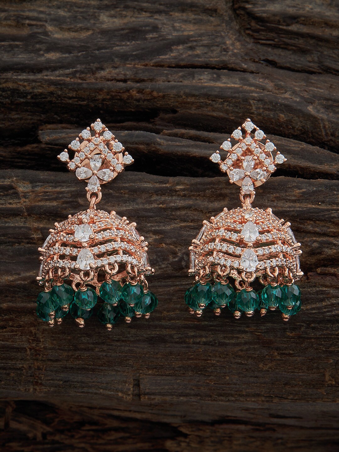 

Kushal's Fashion Jewellery Rose Gold Plated Jhumkas