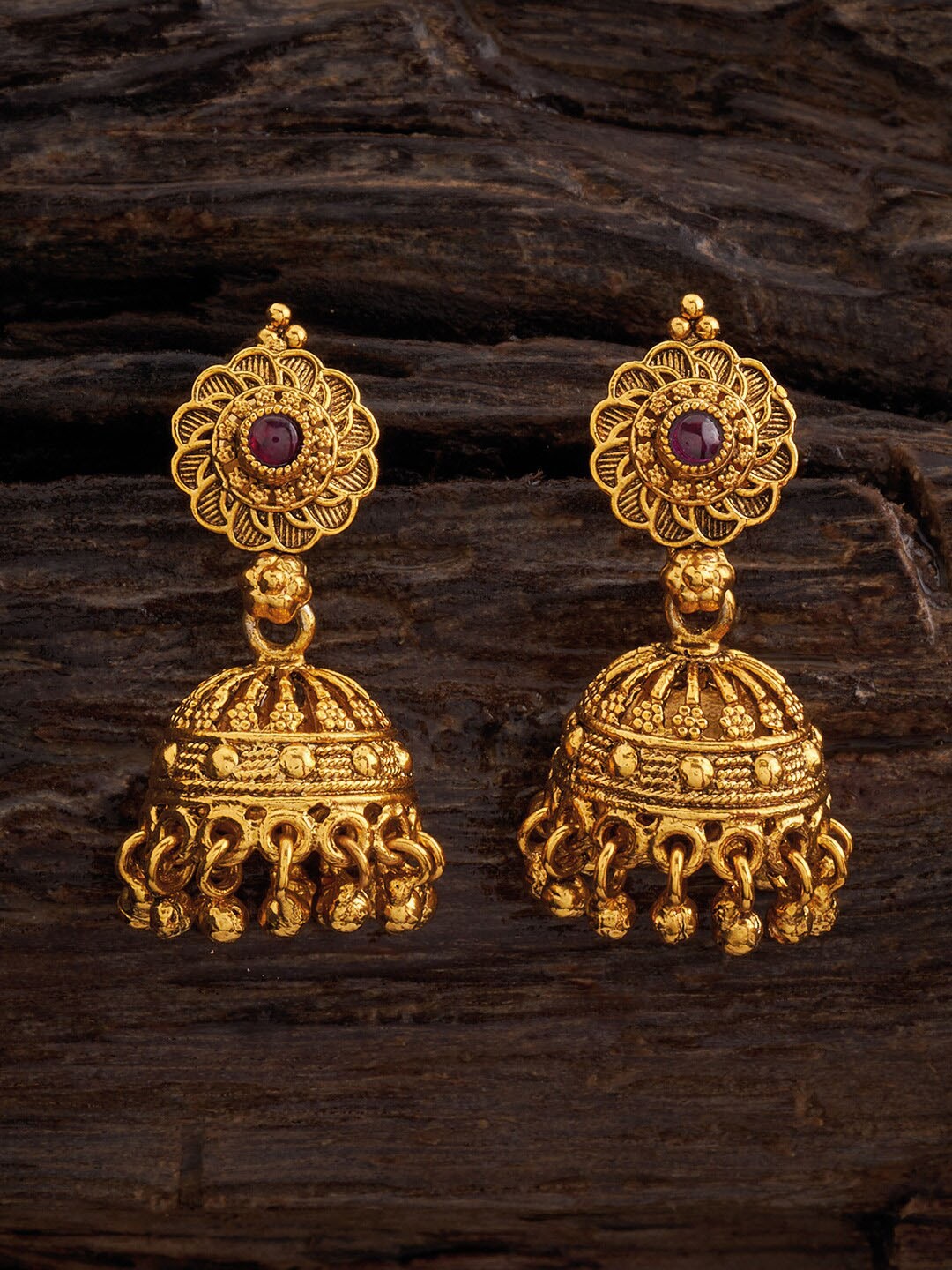 

Kushal's Fashion Jewellery Gold-Plated Dome Shaped Jhumkas