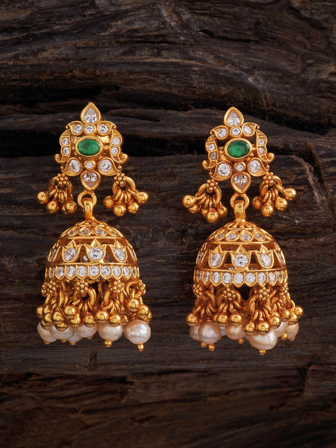 

Kushal's Fashion Jewellery Gold-Plated Diamond Shaped Jhumkas