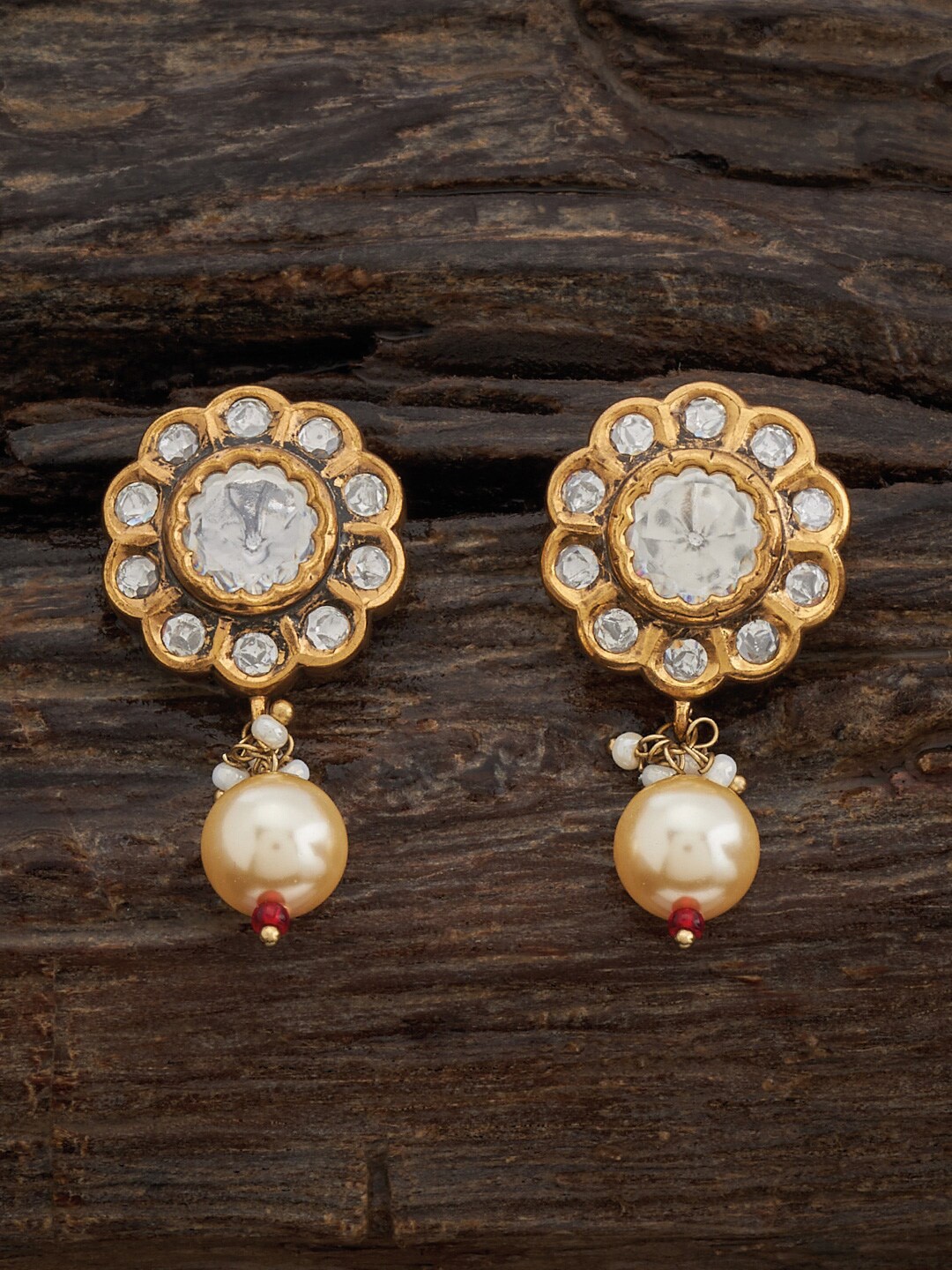 

Kushal's Fashion Jewellery Kundan Studded Classic Drop Earrings, White