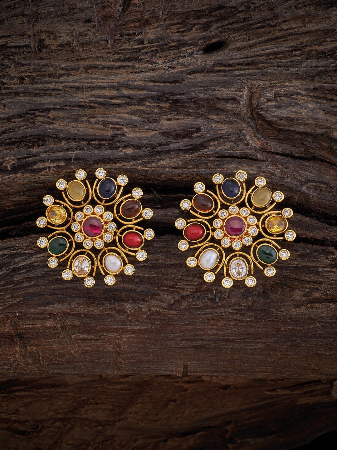 

Kushal's Fashion Jewellery Gold-Plated Circular Studs Earrings