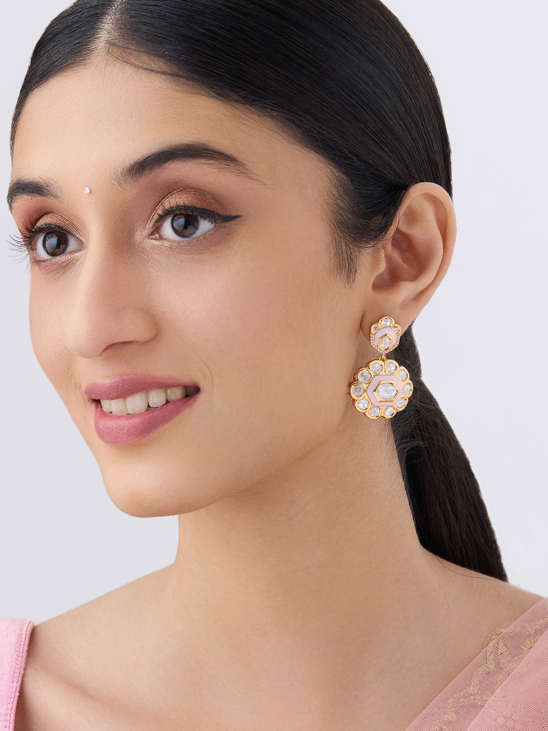 

Kushal's Fashion Jewellery Kundan Studded Classic Drop Earrings, Gold