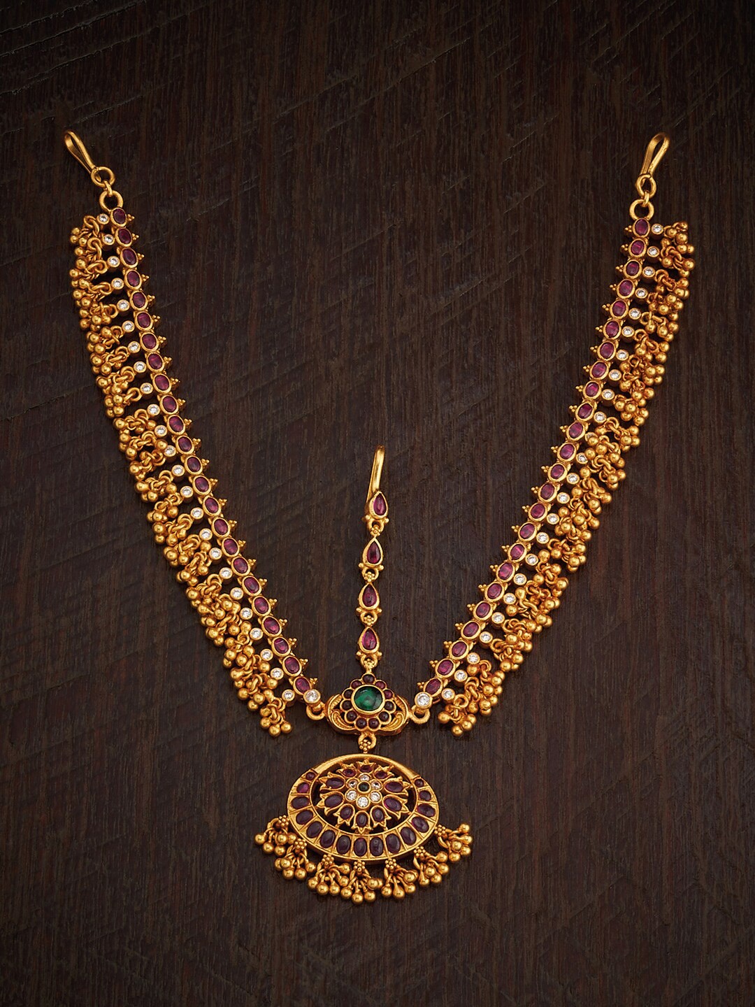 

Kushal's Fashion Jewellery 92.5 Pure Silver Stone Studded & Pearl Beaded Head Jewellery, Gold