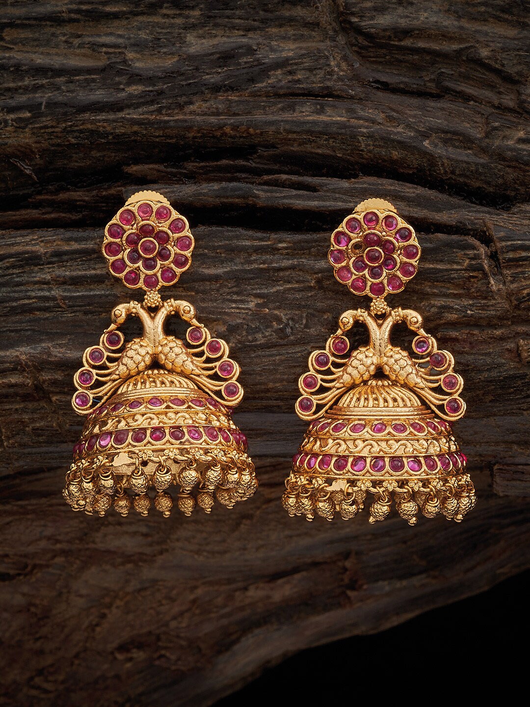 

Kushal's Fashion Jewellery Gold-Plated Dome Shaped Jhumkas