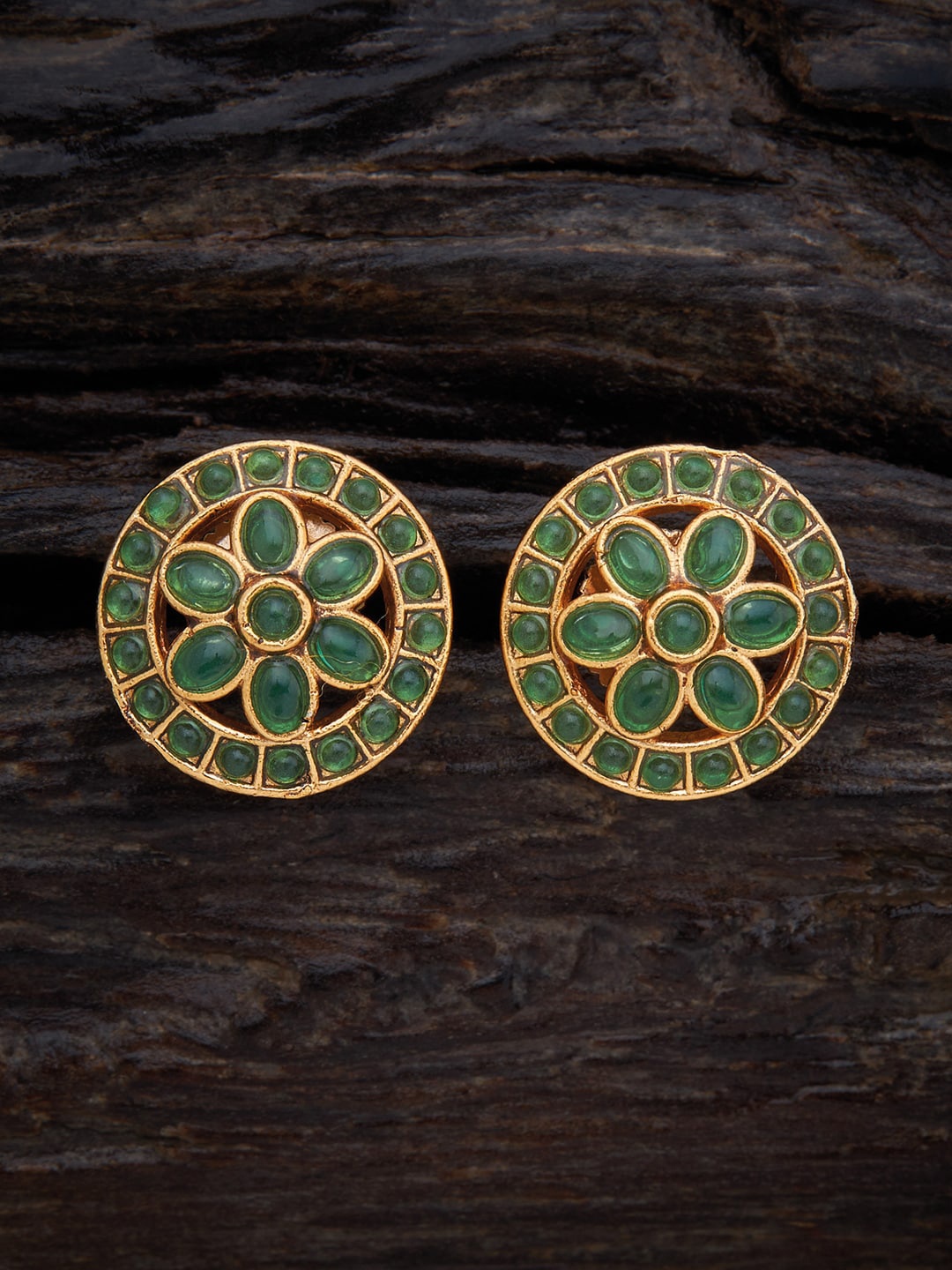 

Kushal's Fashion Jewellery Gold-Plated Ethnic Antique Studs