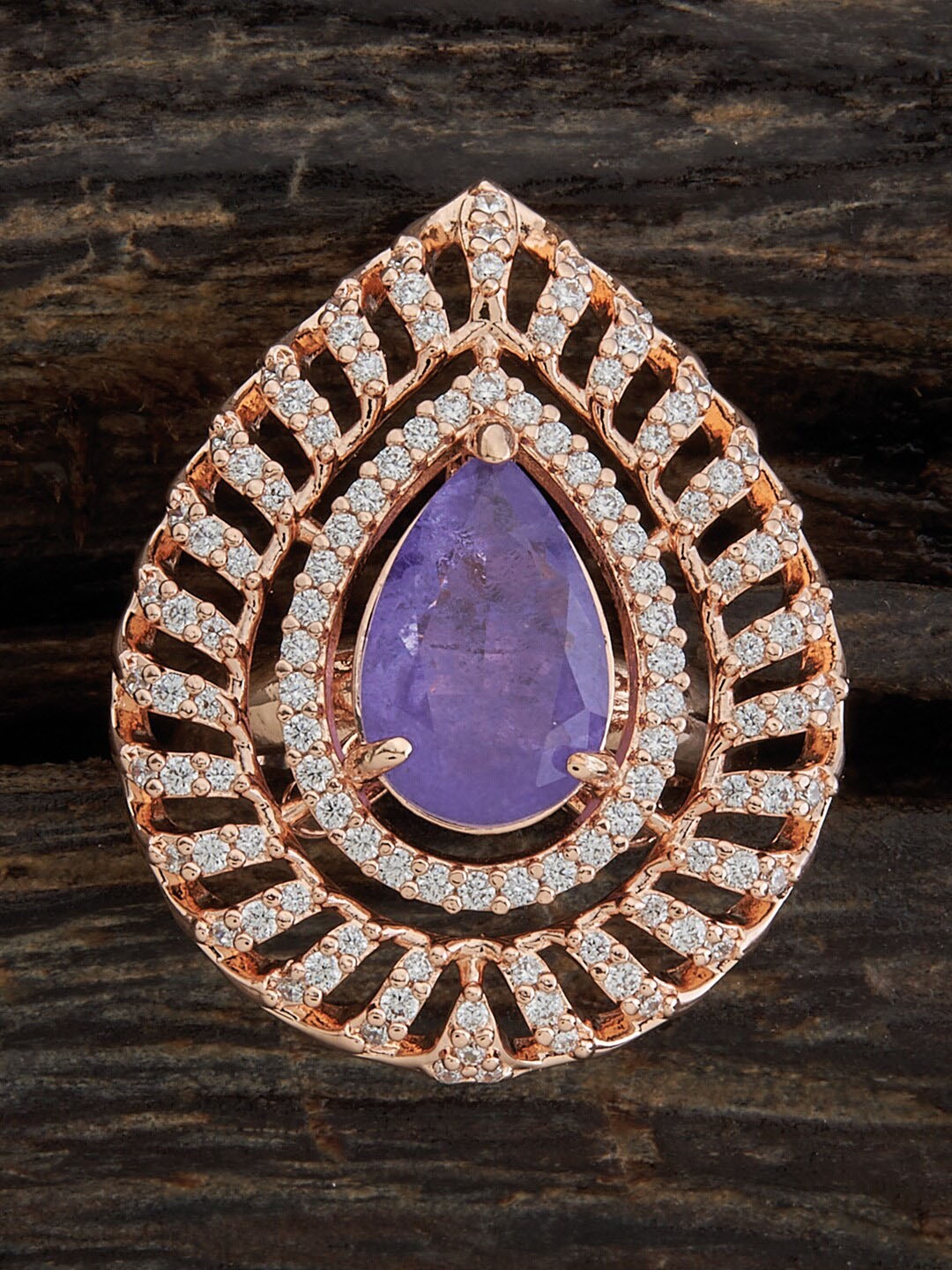 

Kushal's Fashion Jewellery Rose Gold-Plated Cubic Zirconia Adjustable Ring, Lavender
