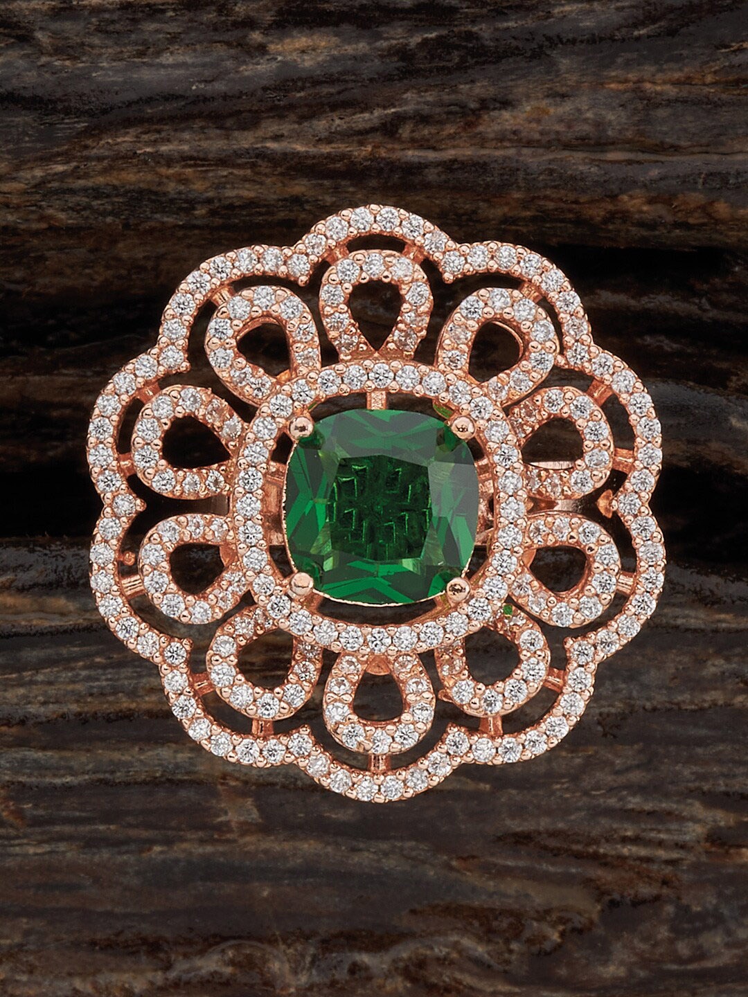 

Kushal's Fashion Jewellery Rose Gold-Plated CZ Studded FingerRing