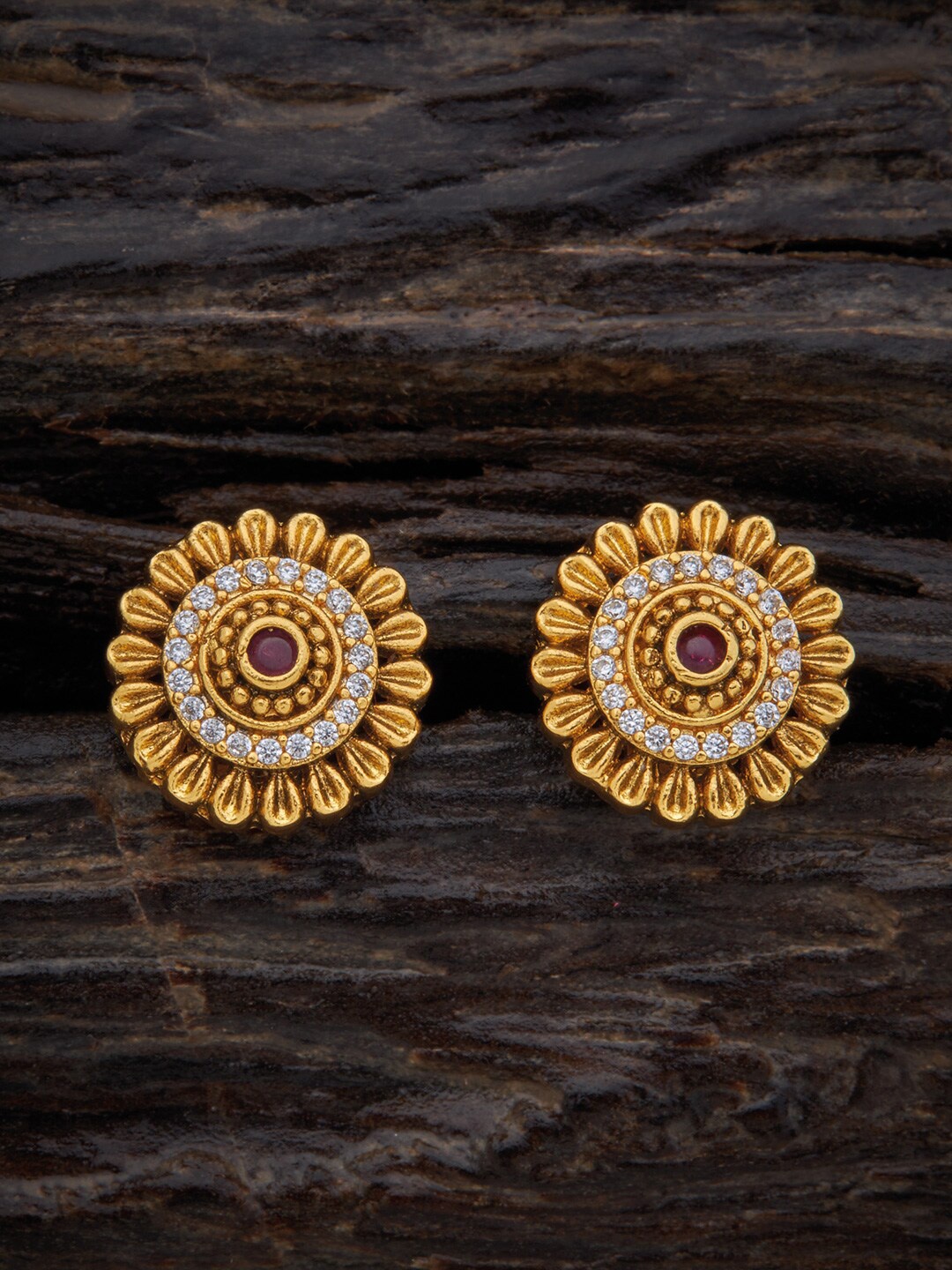 

Kushal's Fashion Jewellery Gold-Plated Classic Studs Earrings, Red