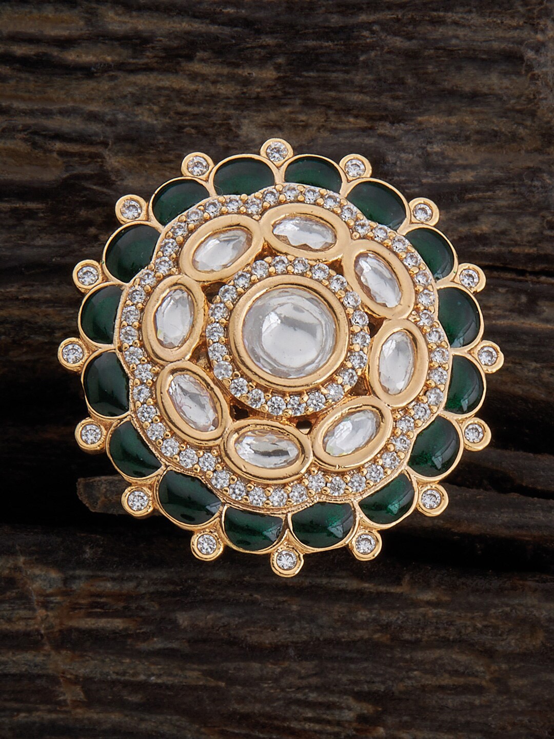 

Kushal's Fashion Jewellery Kundan Studded Finger Ring, Gold