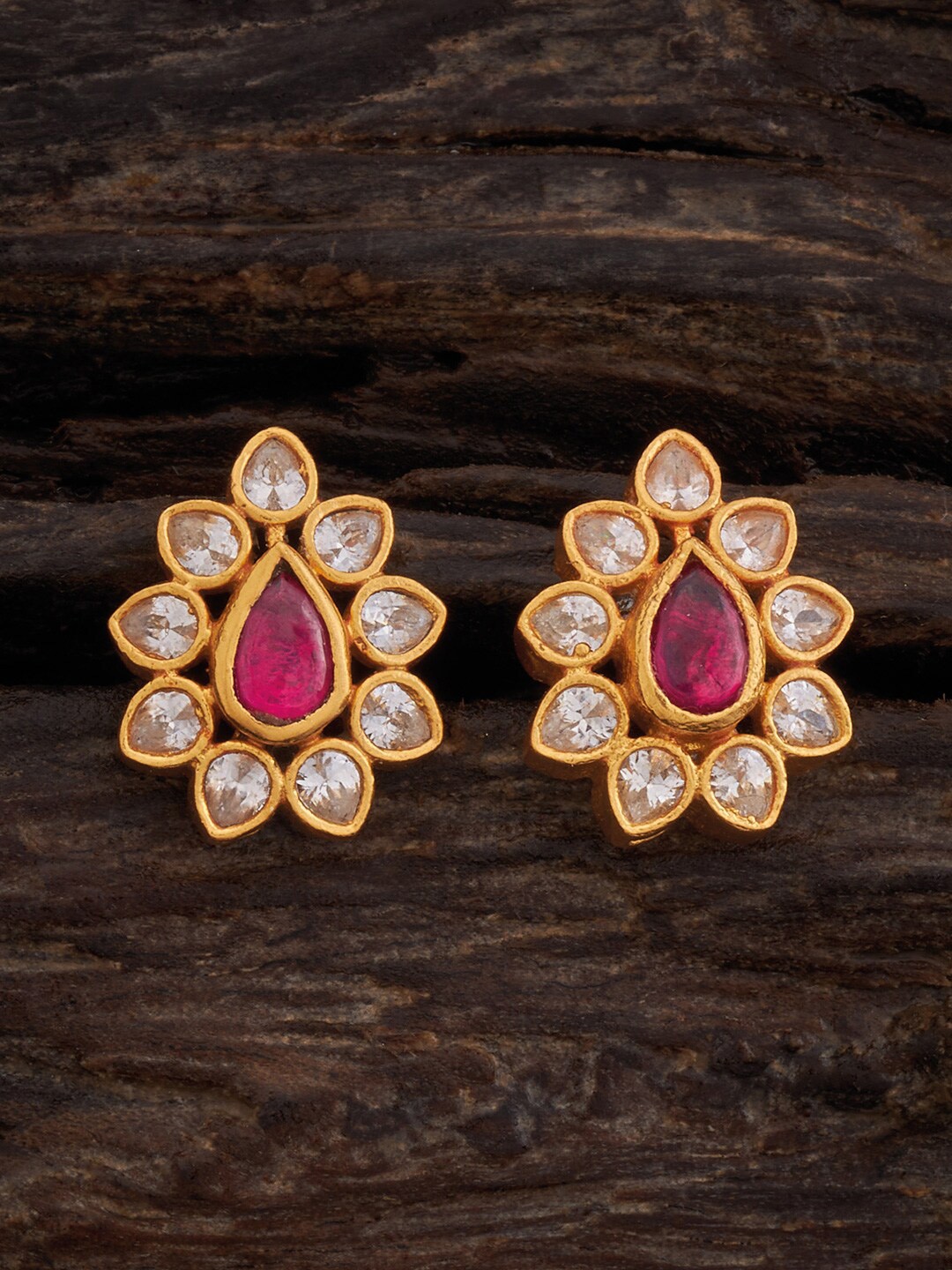 

Kushal's Fashion Jewellery 92.5 Pure Silver Gold-Plated Classic Studs Earrings