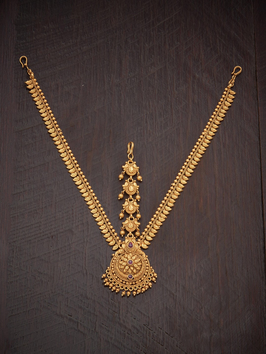 

Kushal's Fashion Jewellery Gold Plated & Stone Studded Mang Tikka
