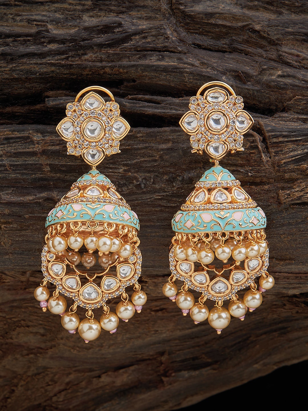 

Kushal's Fashion Jewellery Gold-Plated Classic Jhumkas