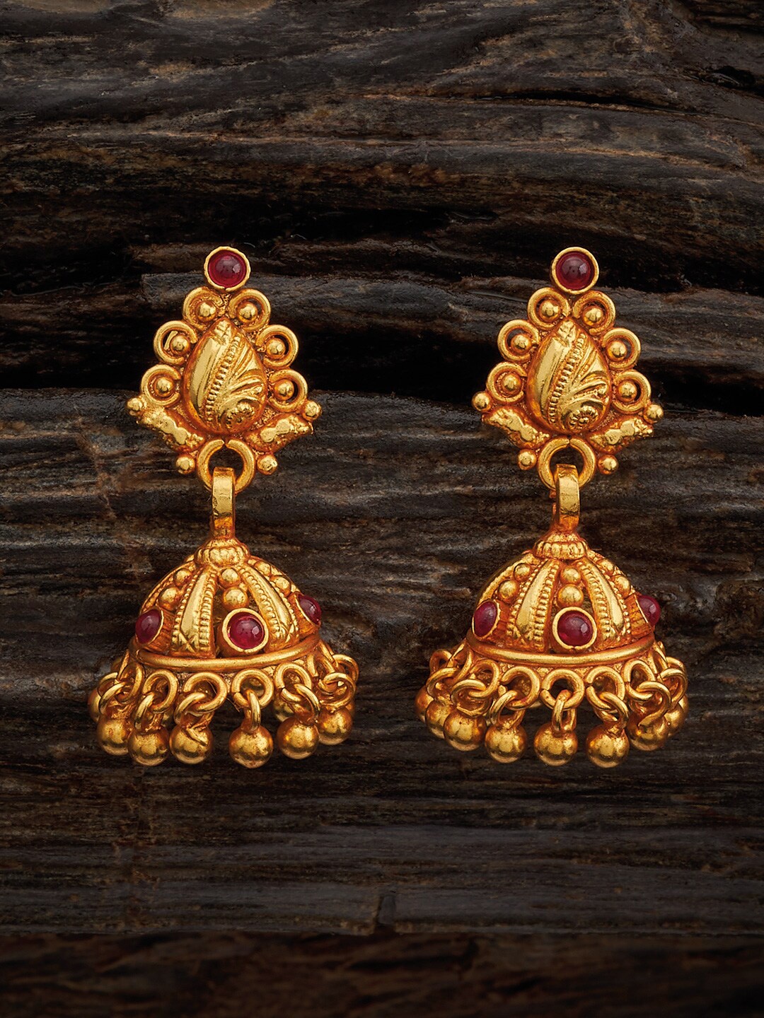 

Kushal's Fashion Jewellery Gold-Plated Dome Shaped Jhumkas