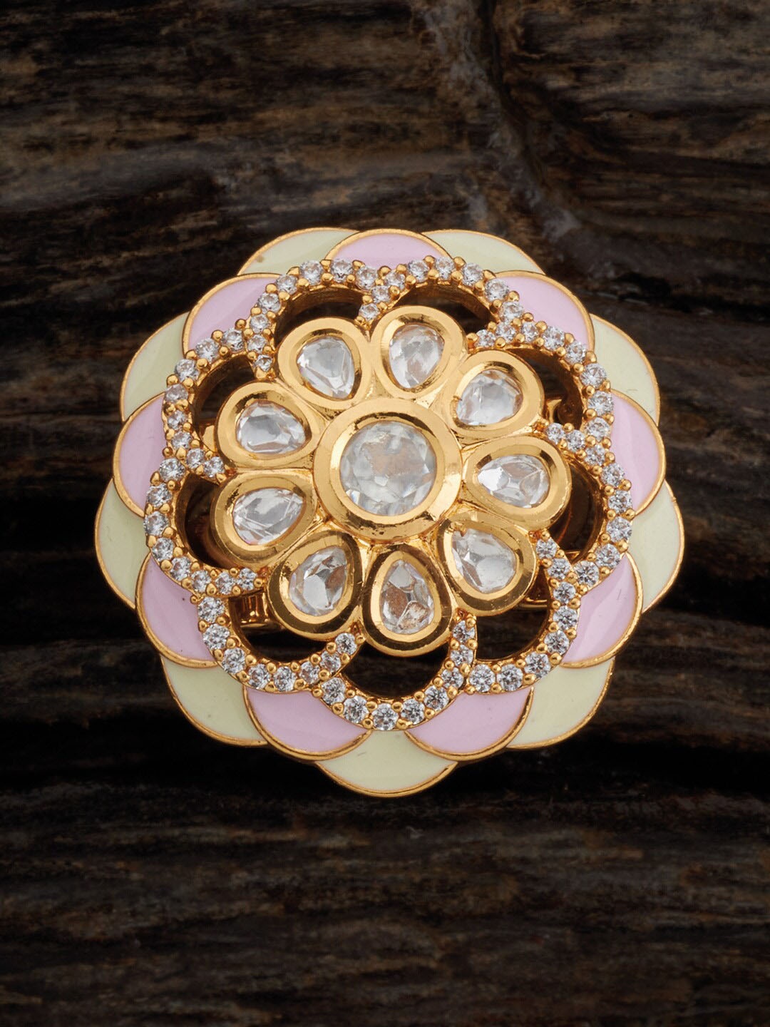 

Kushal's Fashion Jewellery Kundan-Studded Adjustable Finger Ring, Gold