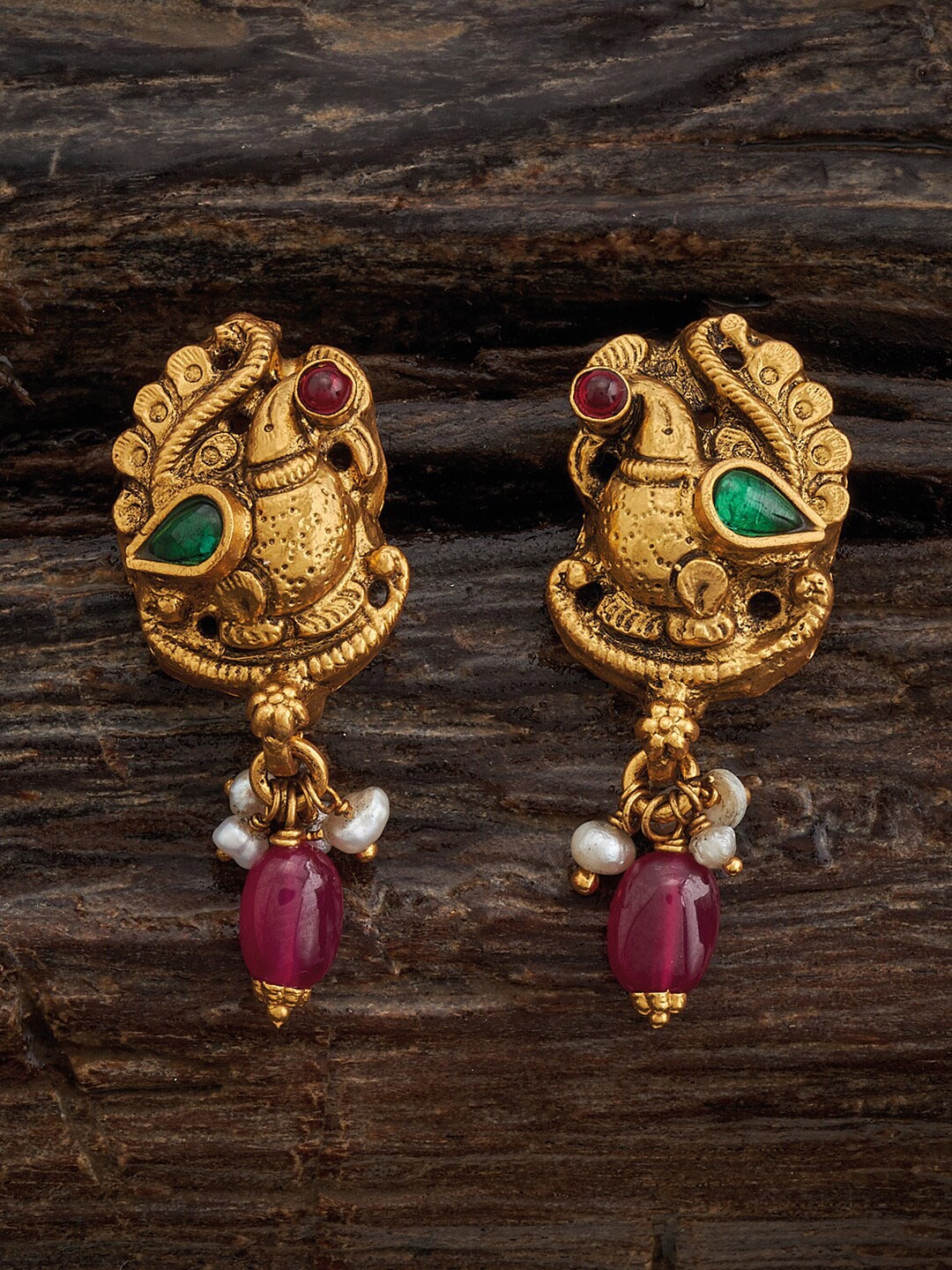 

Kushal's Fashion Jewellery 92.5 Pure Silver Gold Plated Contemporary Drop Earrings