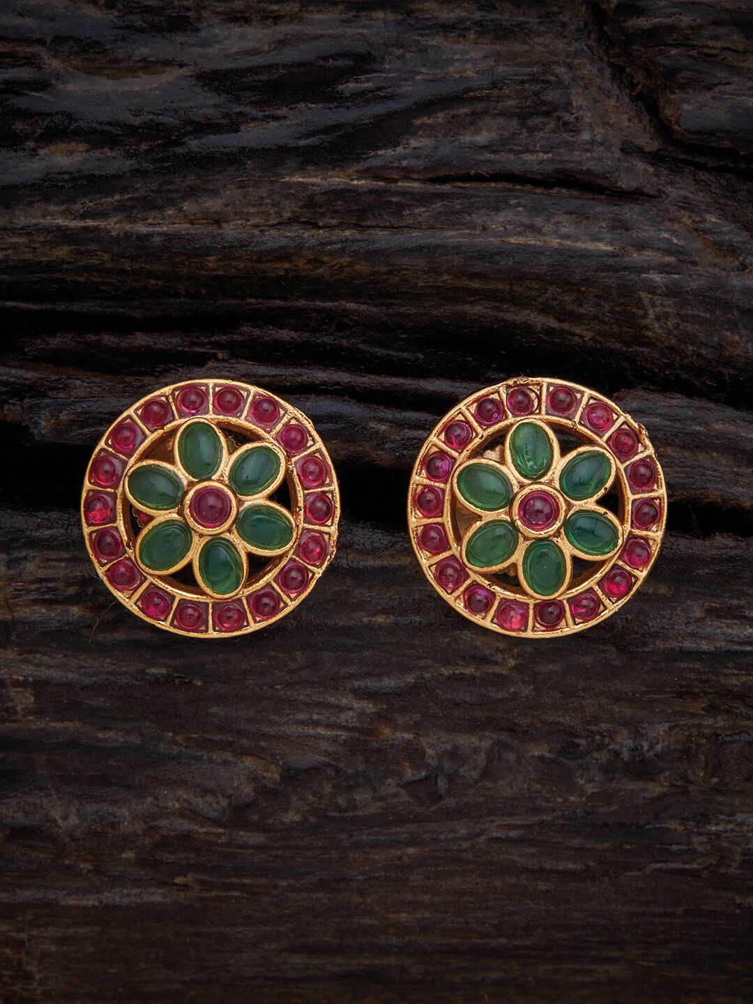 

Kushal's Fashion Jewellery Gold-Plated Circular Studs Earrings
