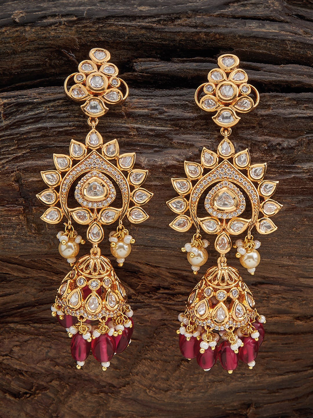 

Kushal's Fashion Jewellery Dome Shaped Jhumkas, Red